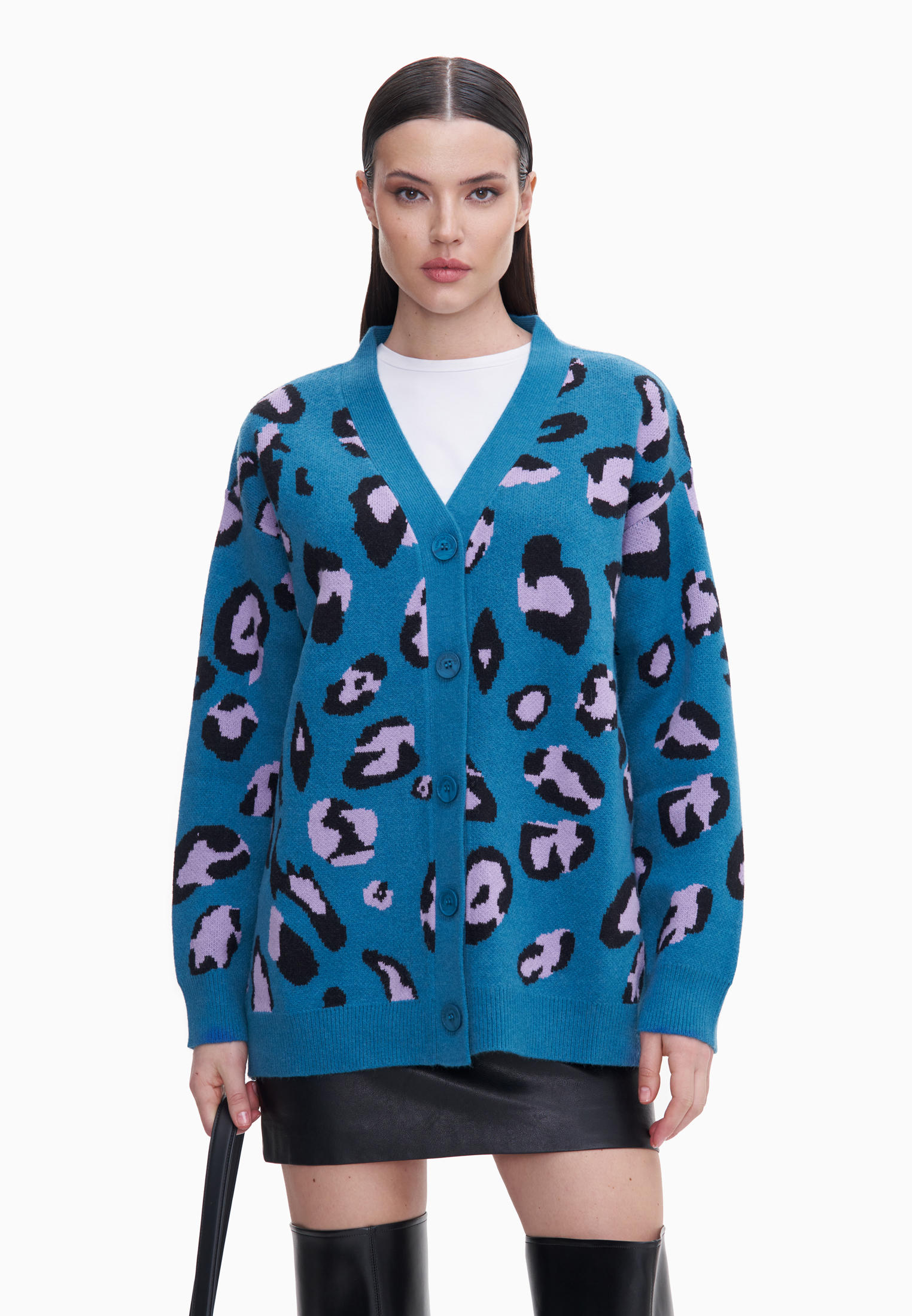 Joa leopard cardigan hotsell