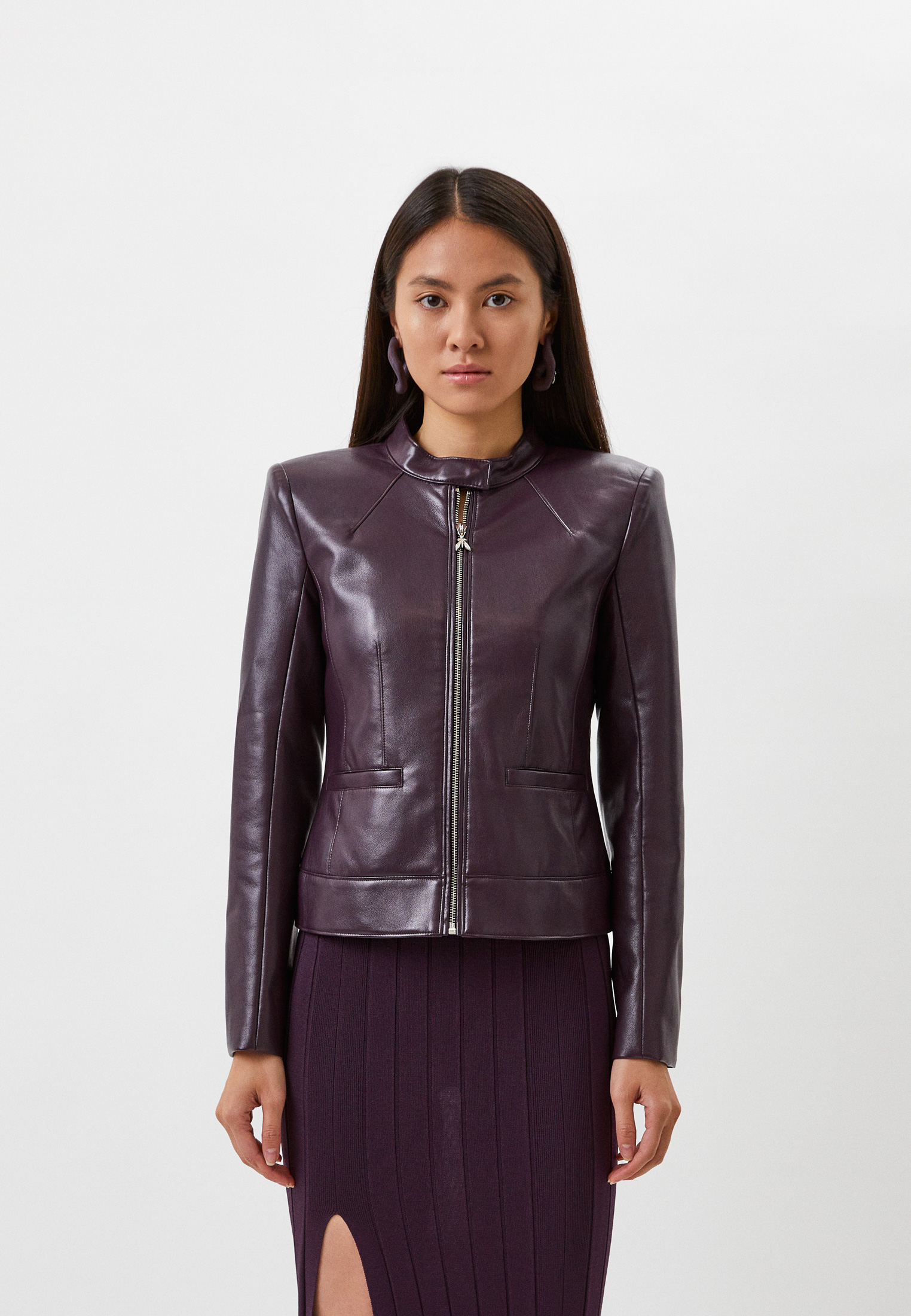 Куртка кожаная Patrizia Pepe, цвет: фиолетовый, MP002XW0KNZ5 — купить в ...