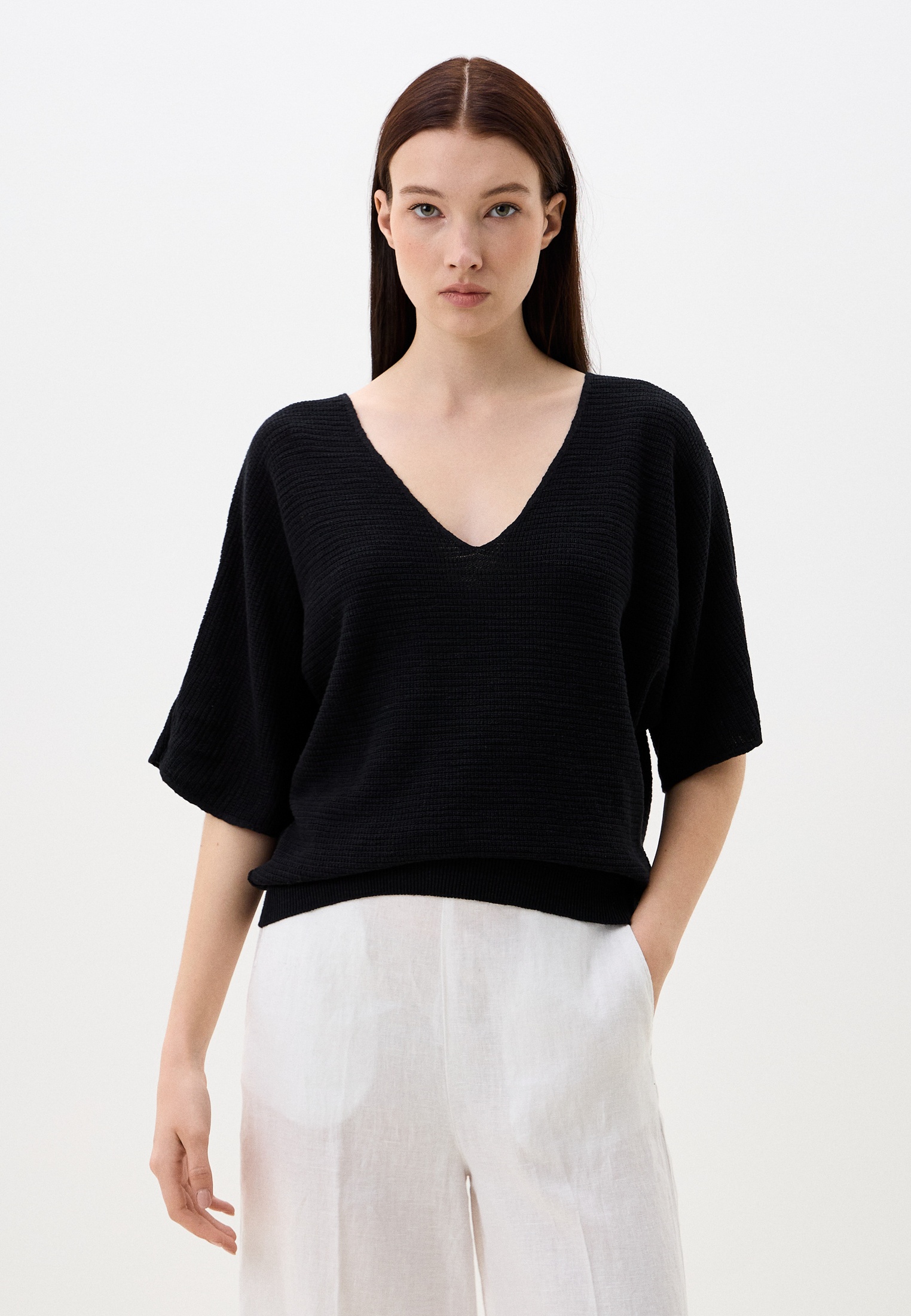 Пуловер United Colors of Benetton LINEN COLLECTION, цвет: черный ...