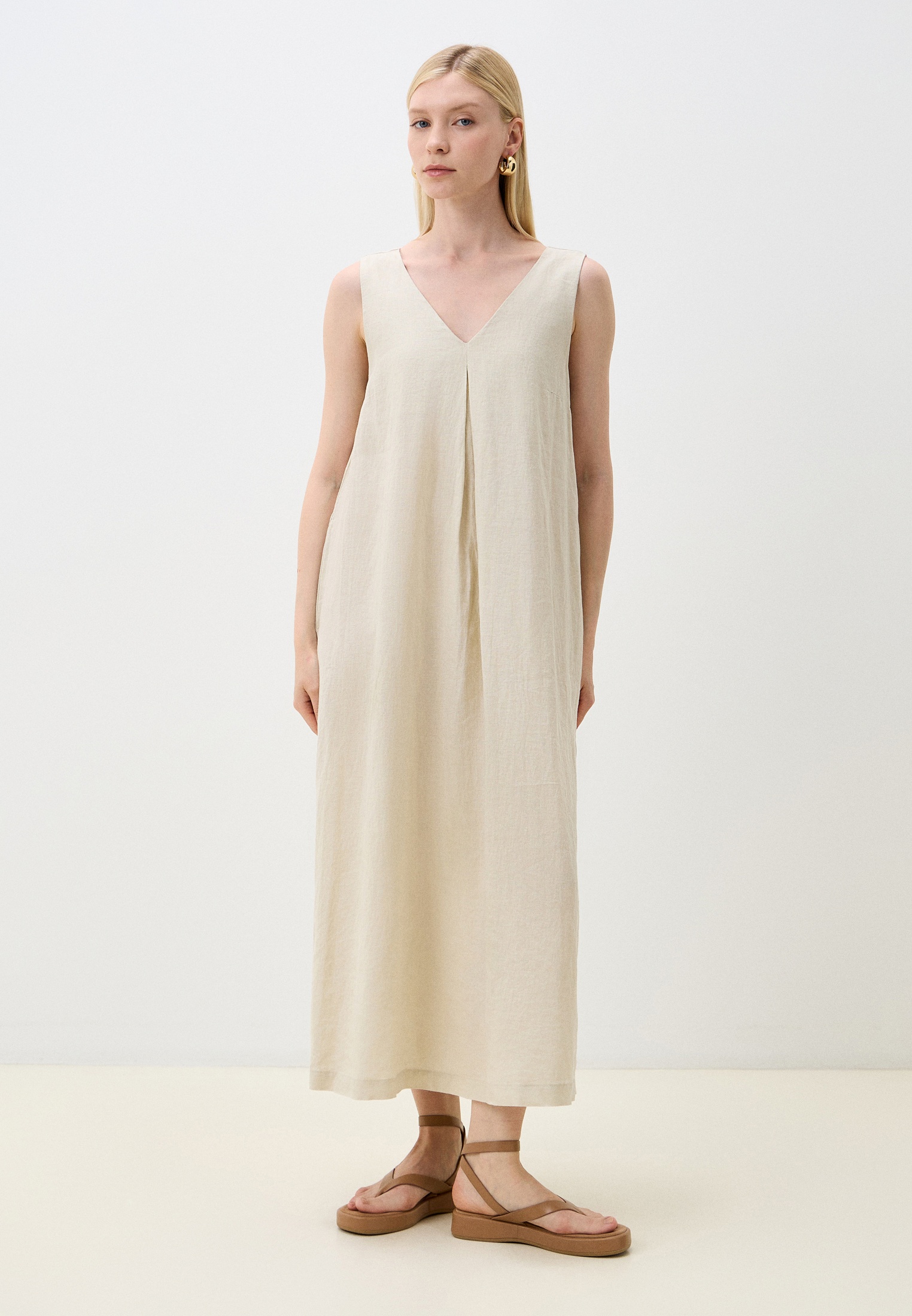 Сарафан United Colors of Benetton LINEN COLLECTION, цвет: бежевый ...