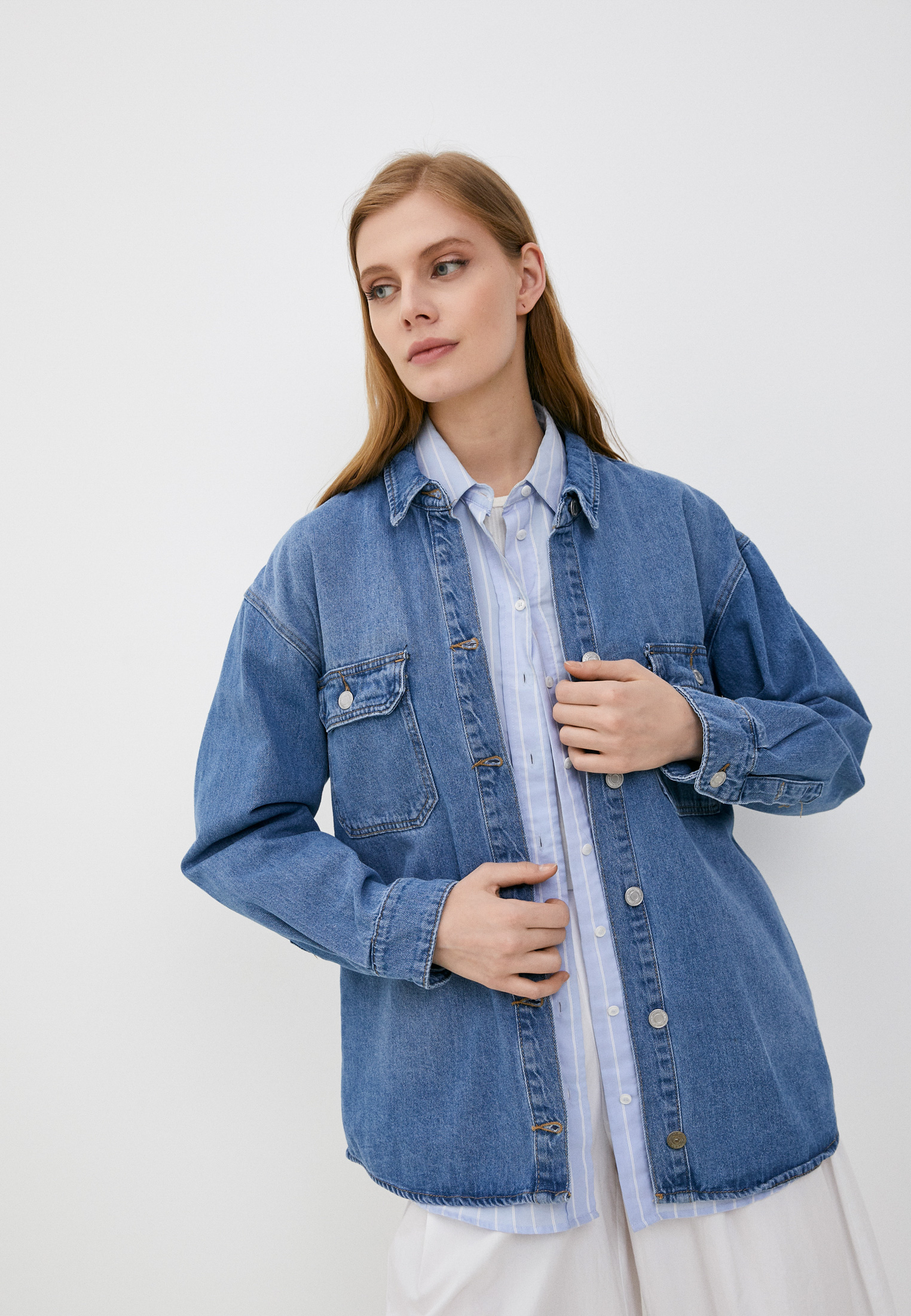 Рубашка джинсовая Modis, цвет: синий, MP002XW0WZFH — купить в интернет ...