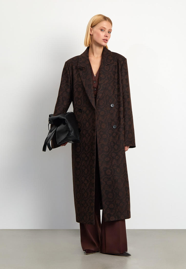 Пальто двубортное Emka Lamoda Exclusive, цвет: коричневый, MP002XW0YDPH ...