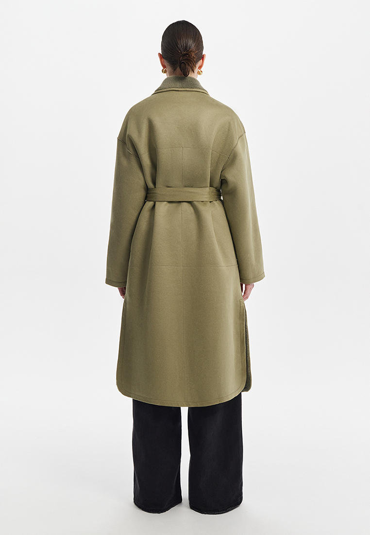 LOVEHEDI２ Дубленка Love Republic, цвет: хаки, MP002XW0YV2P — купить в