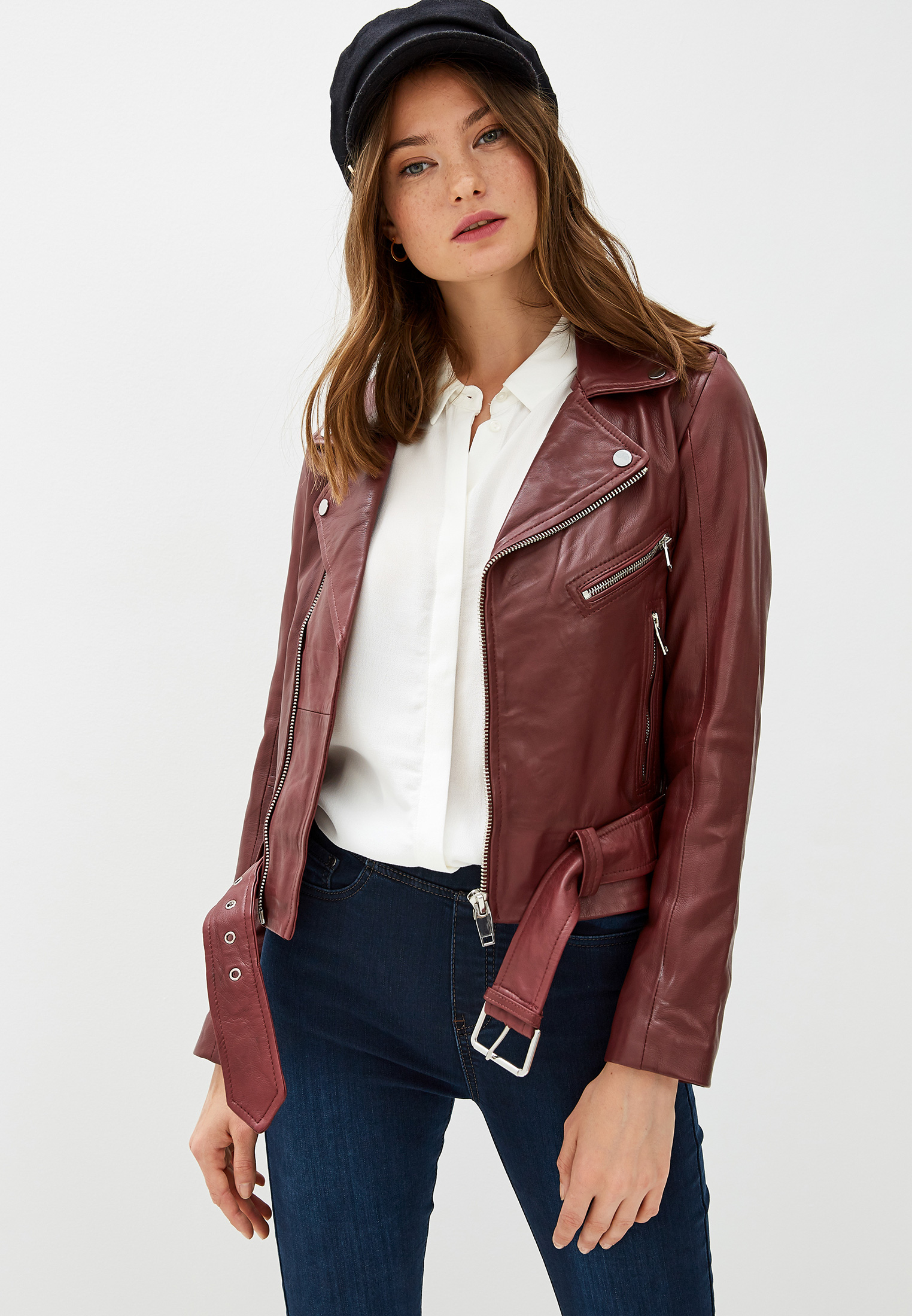 Куртка кожаная La Reine Blanche, цвет: бордовый, MP002XW125K2 — купить ...