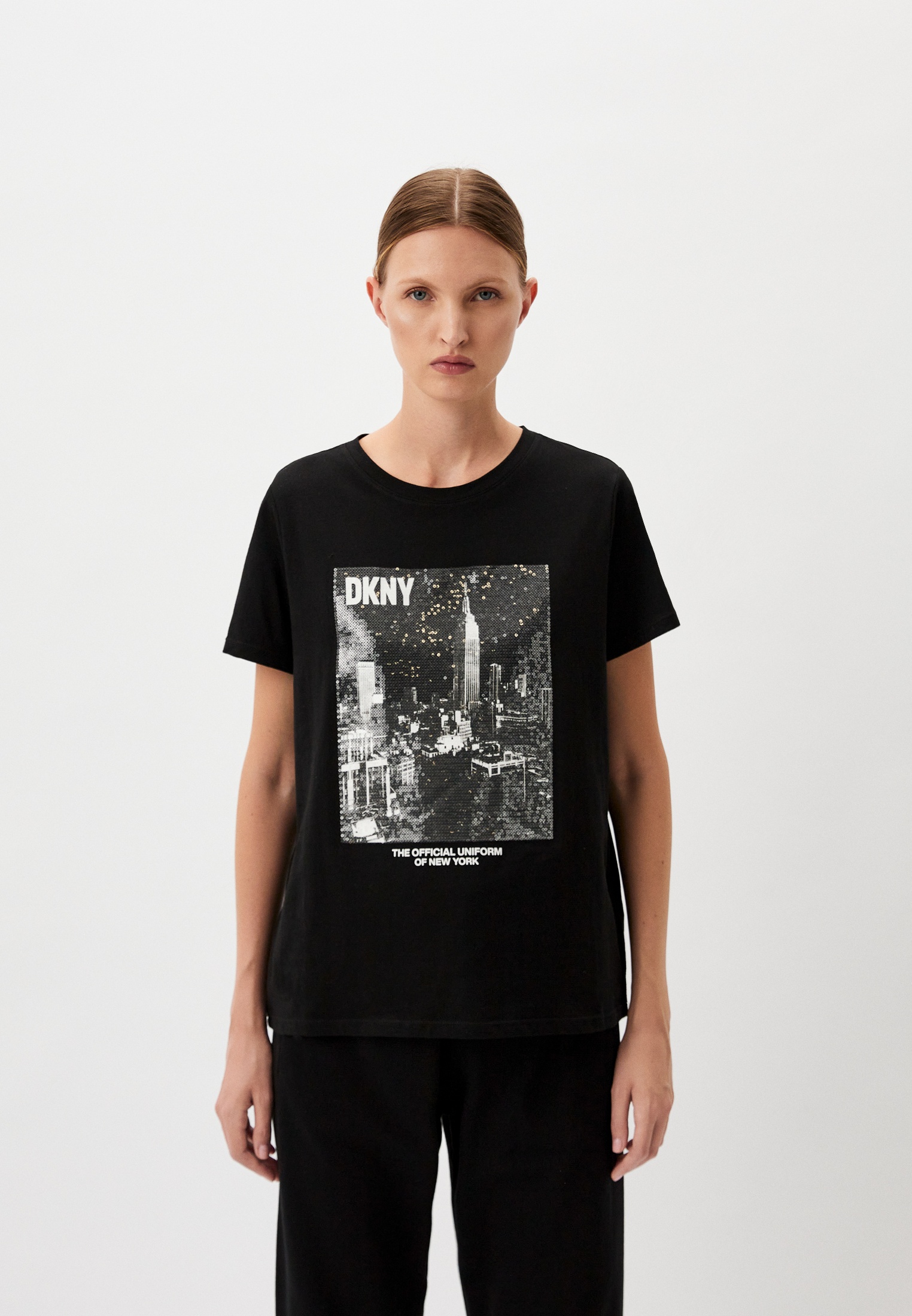 Футболка DKNY, цвет: черный, MP002XW149BC — купить в интернет-магазине ...