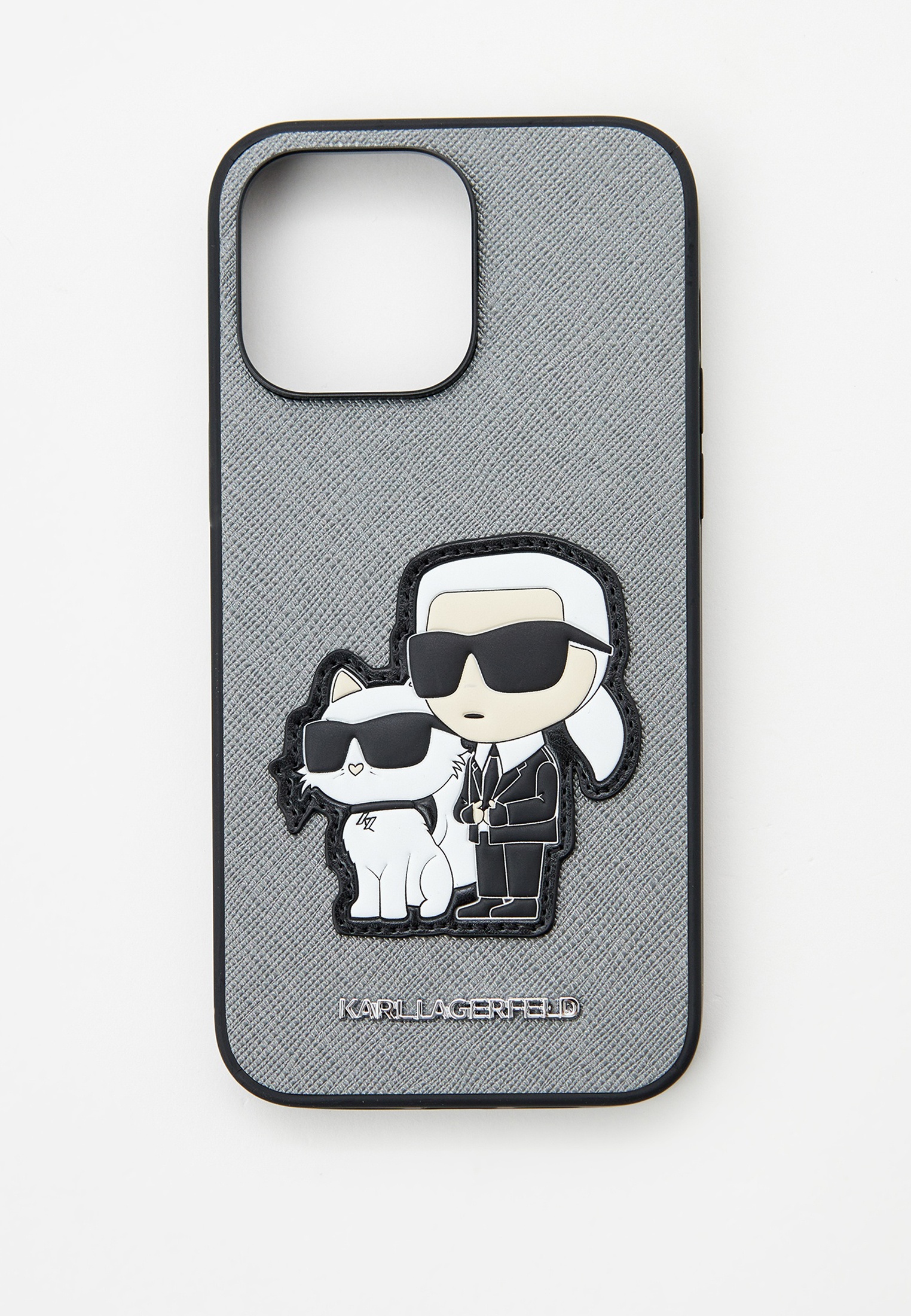 Чехол для iPhone Karl Lagerfeld 14 Pro Max, из экокожи, цвет: серый ...