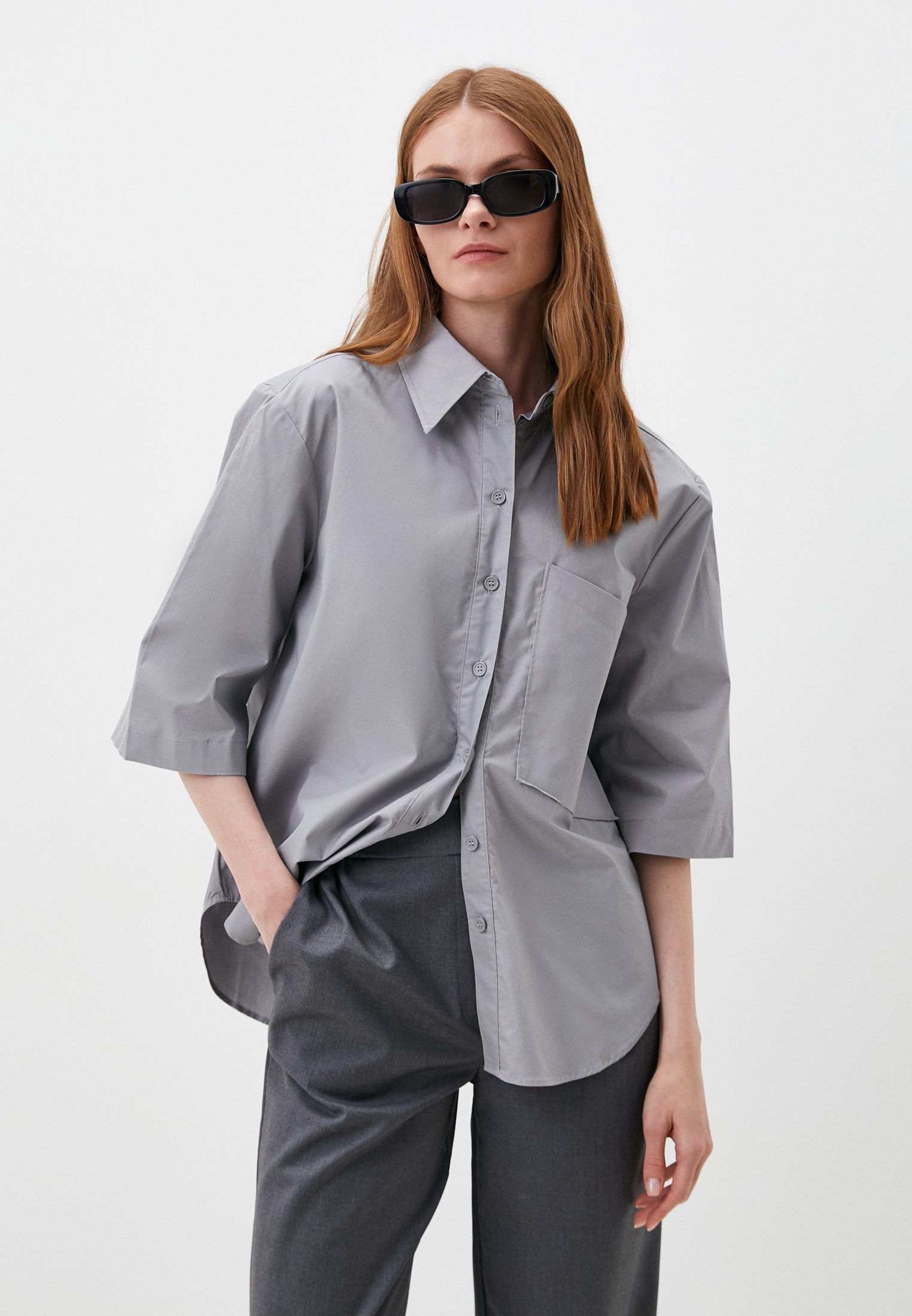 Рубашка Sela, цвет: серый, MP002XW14XRT — купить в интернет-магазине Lamoda
