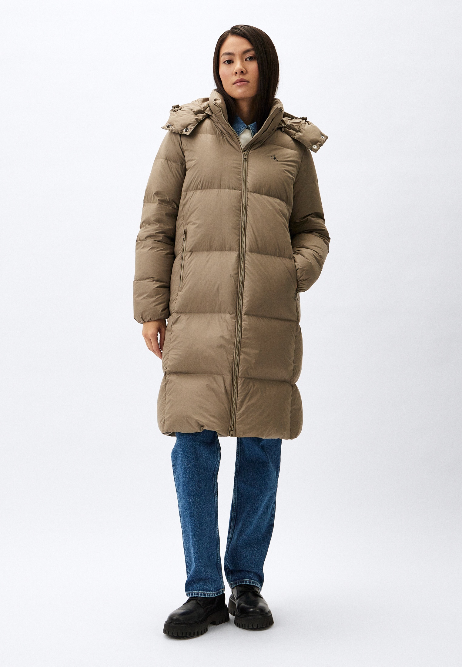 Пуховик Calvin Klein Jeans, цвет: коричневый, MP002XW16X73 — купить в ...