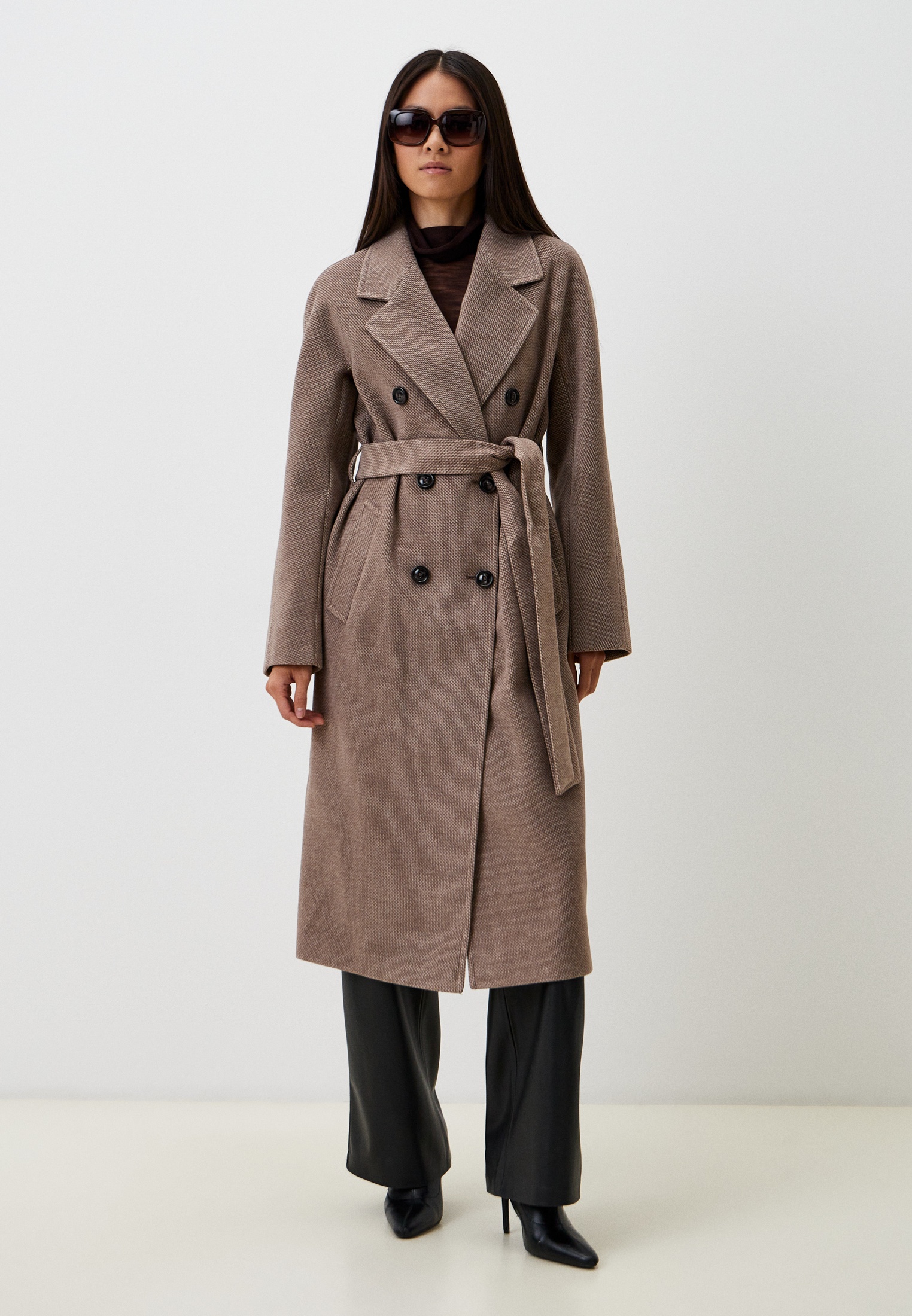 Пальто двубортное Almarosa, цвет: коричневый, MP002XW186AE — купить в ...