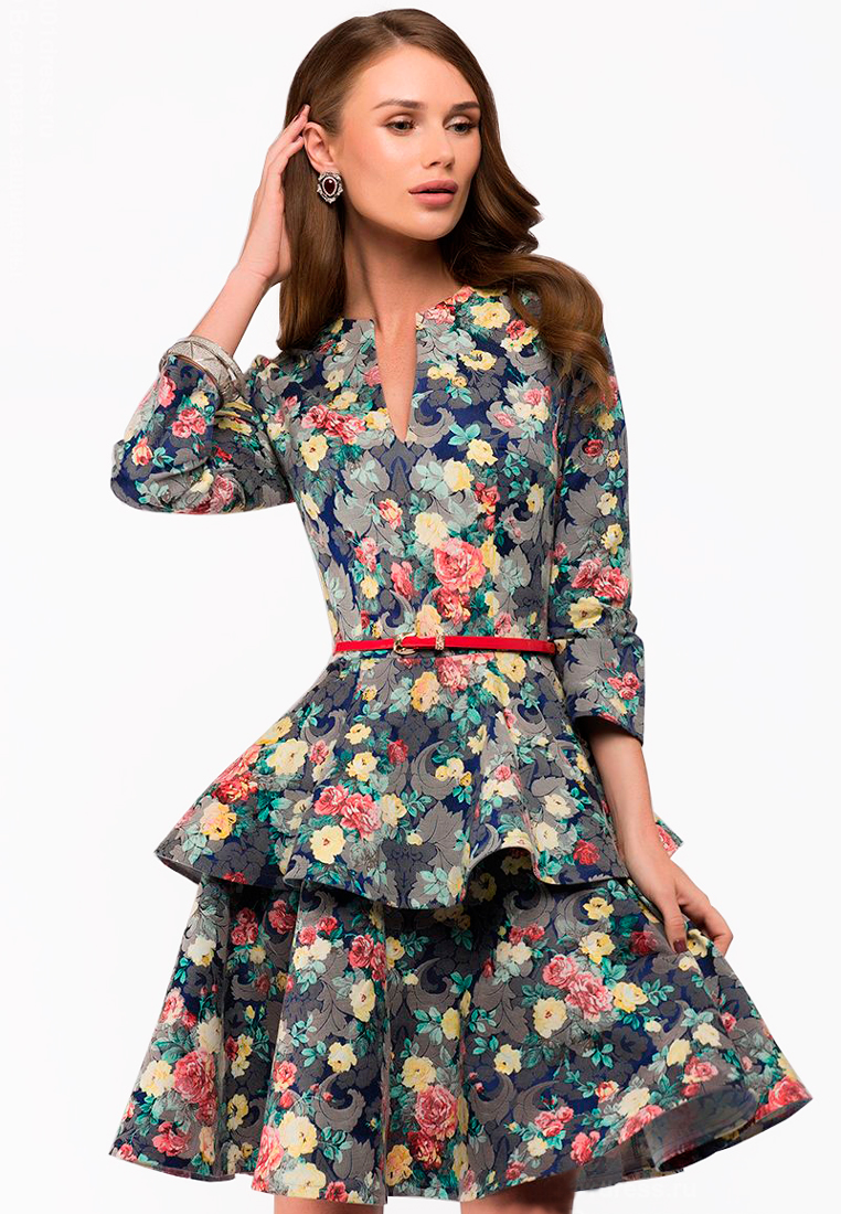 1001dress платье жаккард с баской