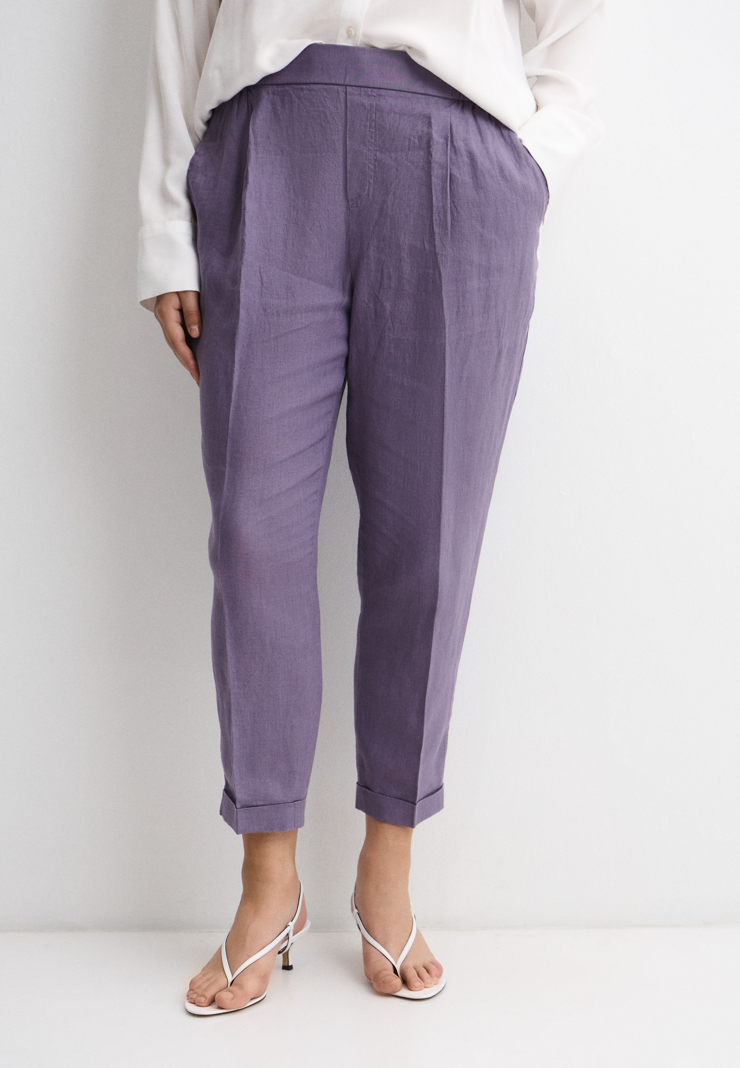 Брюки United Colors of Benetton LINEN COLLECTION, цвет: сиреневый ...