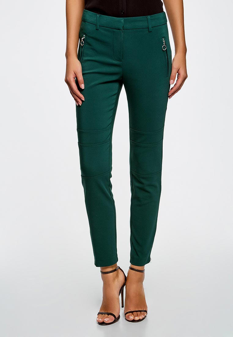 Брюки Mango Basics изумрудно-зелёные