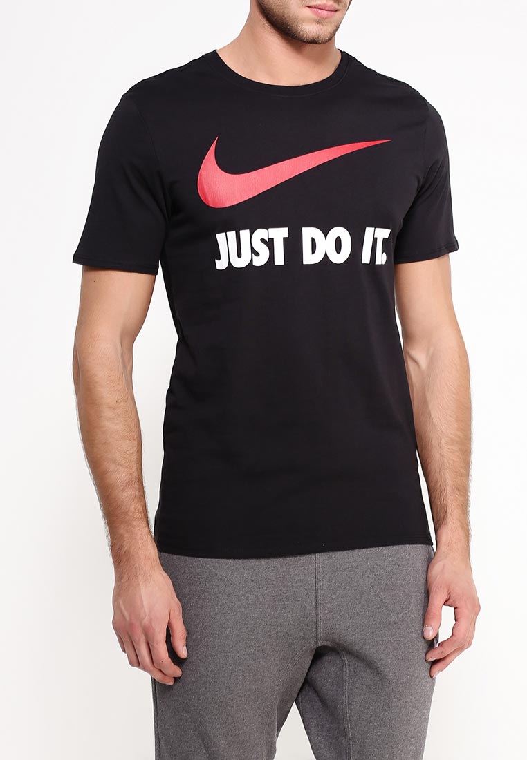 Футболка Nike Men's Sportswear "Just Do It." Swoosh T-Shirt , цвет: черный,  NI464EMGUL30 — купить в интернет-магазине Lamoda
