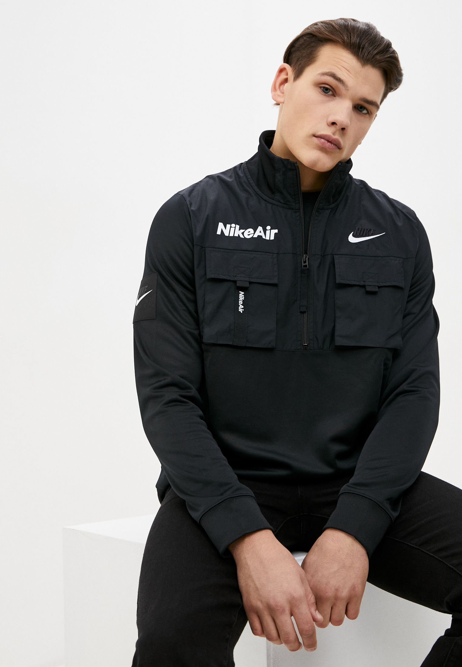 Олимпийка Nike M NSW NIKE AIR JKT HZ PK, цвет: черный, NI464EMJOEG3 —  купить в интернет-магазине Lamoda