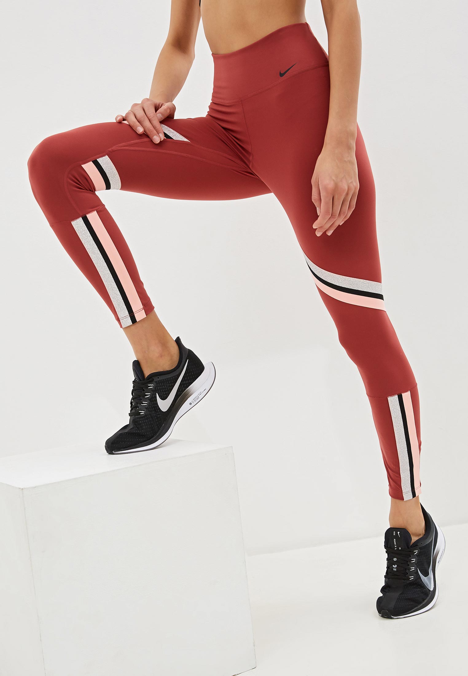 Тайтсы Nike W NIKE ONE ICON CLSH TP 7/8 TG, цвет: бордовый ...