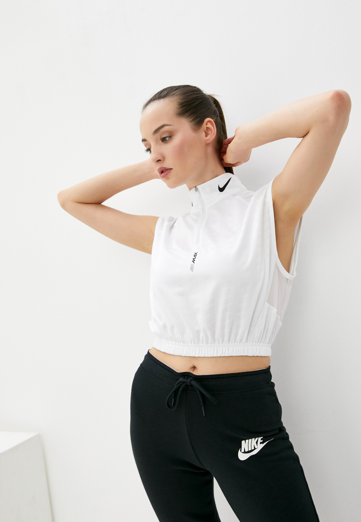 Топ спортивный Nike W NSW HZ SLVLS TOP AMD, цвет: белый, NI464EWLYVZ4 ...