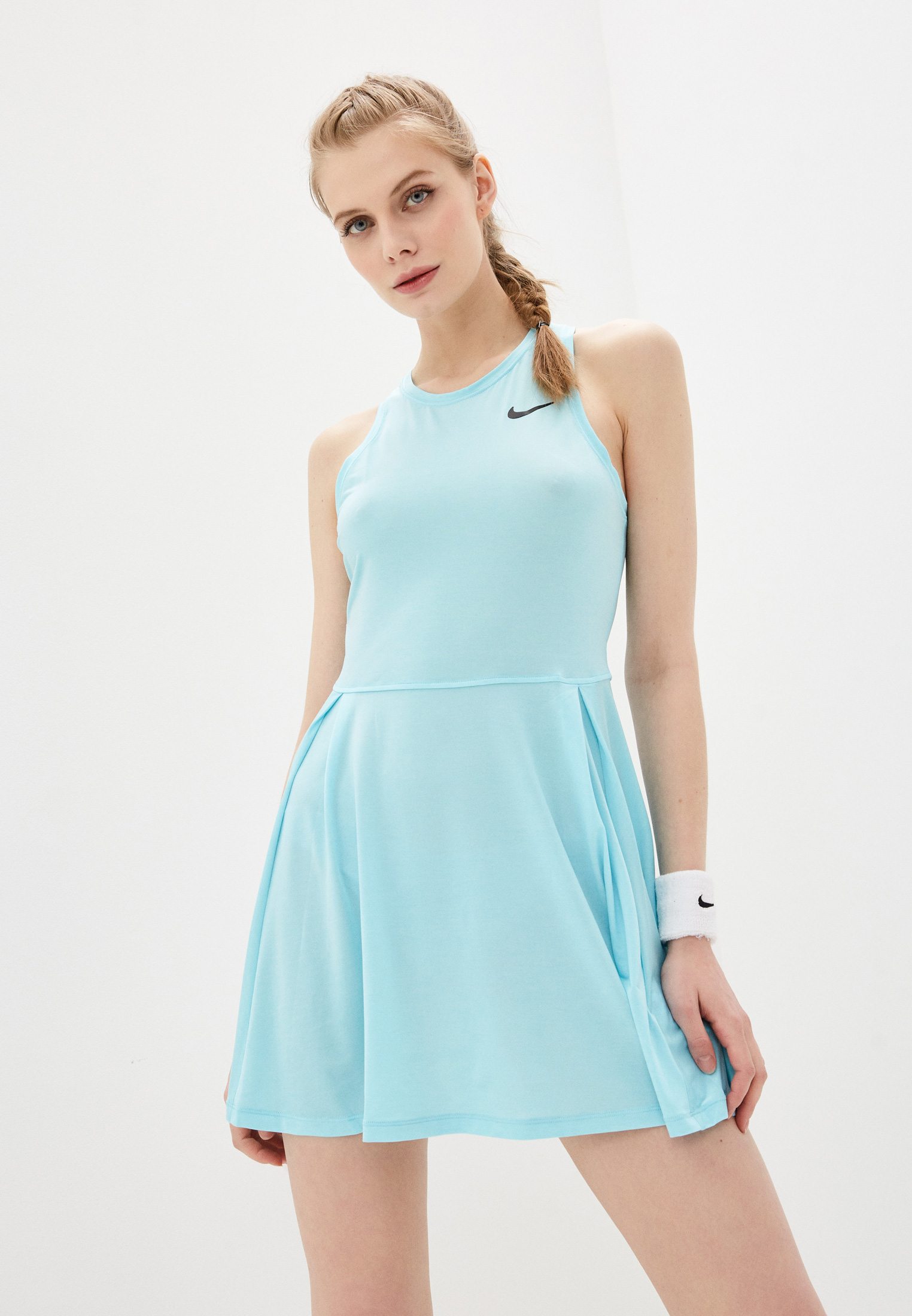 Платье Nike W NKCT DF ADVTG DRESS, цвет: бирюзовый, NI464EWLYZF1 ...