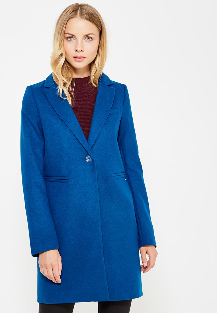 Синее пальто купить. Oodji голубое пальто. Oodji пальто женское 2018. Синее полупальто. Синее пальто женское.