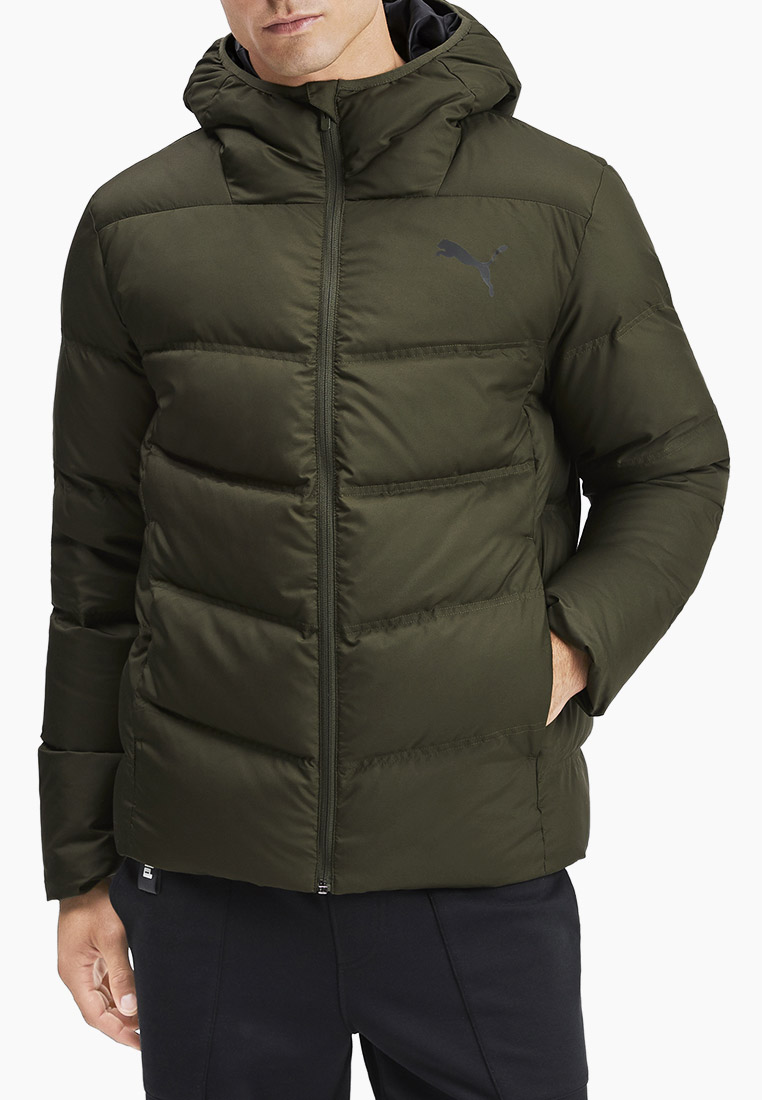 Пуховик PUMA Essentials 400 Down Hooded Jacket, цвет: зеленый, PU053EMFRID7  — купить в интернет-магазине Lamoda