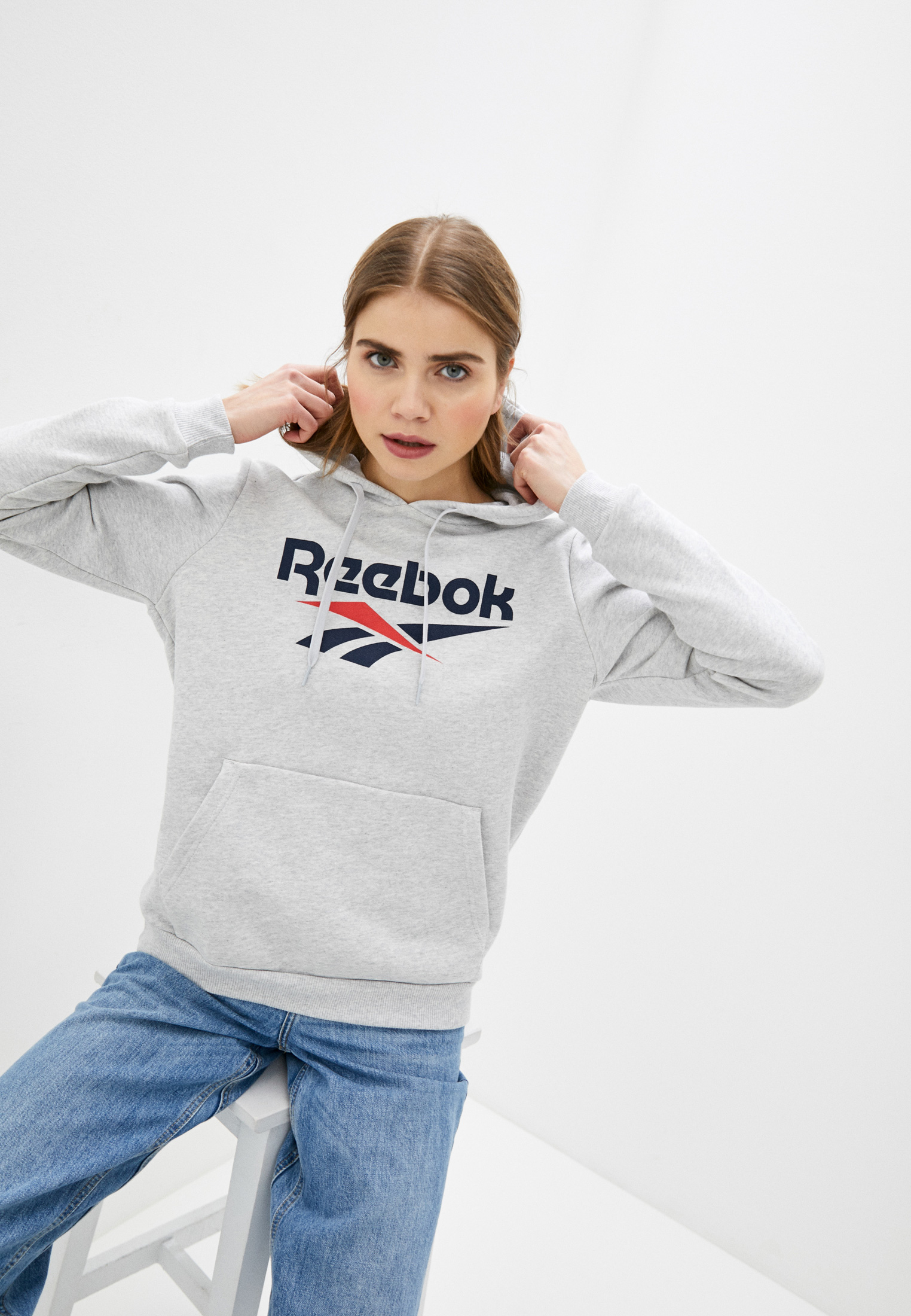 Худи Reebok, цвет: серый, RE005EWHWEN6 — купить в интернет-магазине Lamoda