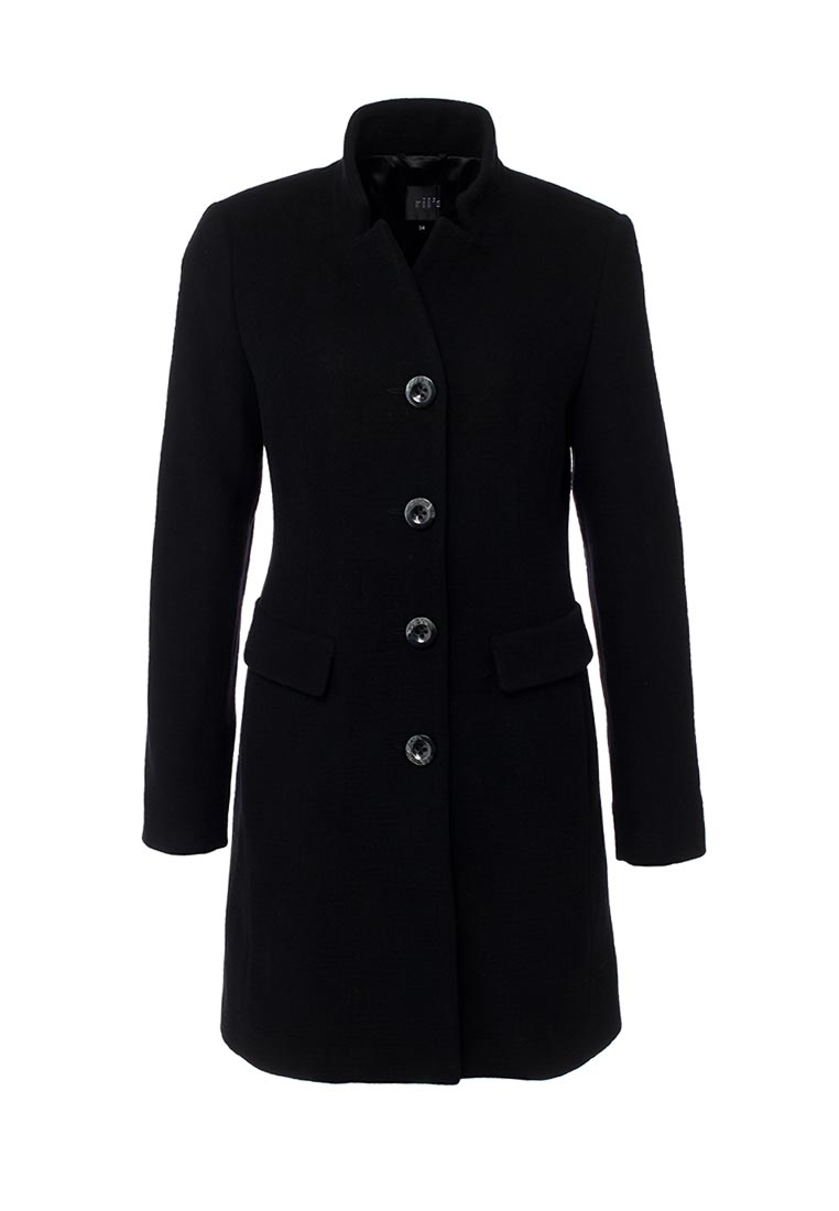 Черное пальто с воротником стойкой