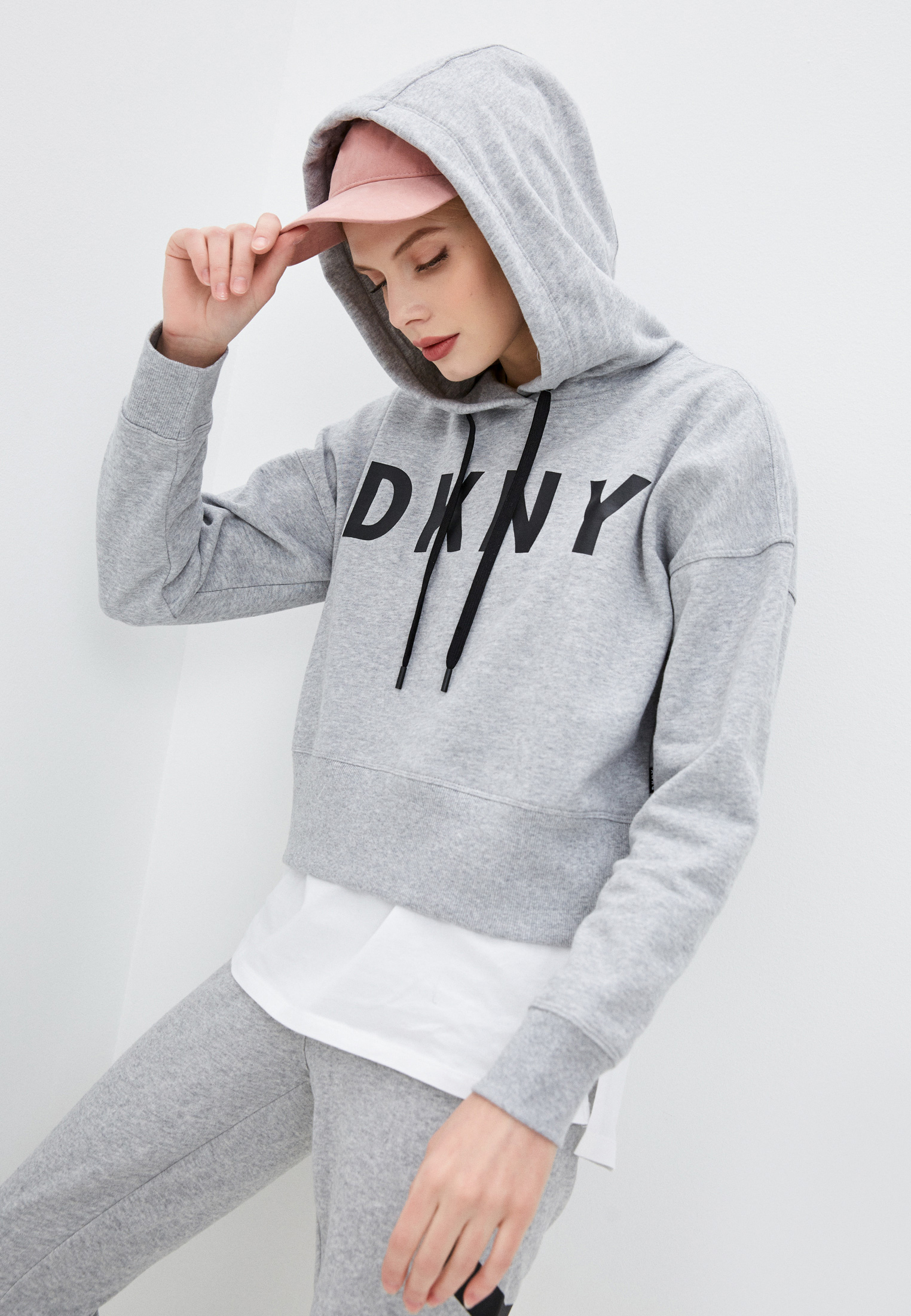 Худи DKNY, цвет: серый, RTLAAB376401 — купить в интернет-магазине Lamoda