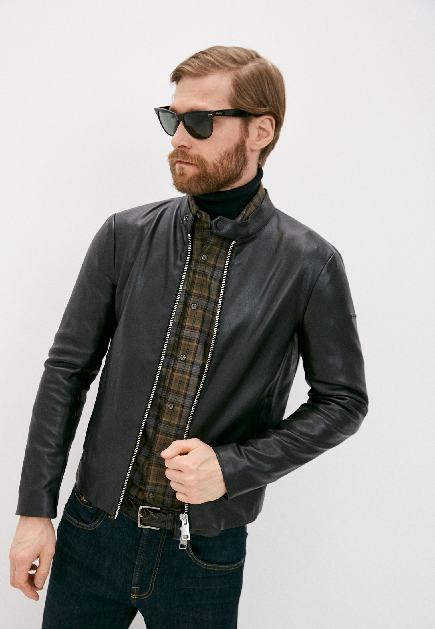 Куртка кожаная Armani Exchange, цвет: черный, RTLAAD059901 — купить в ...