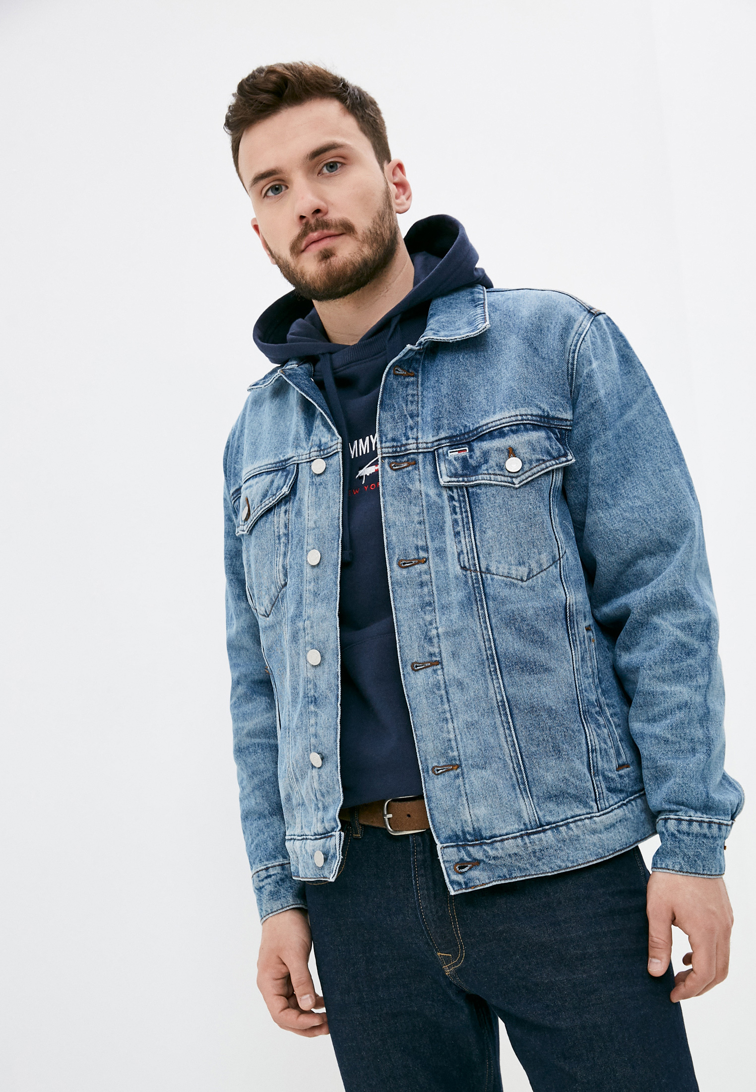 Куртка джинсовая Tommy Jeans Oversize, цвет: голубой, RTLAAE076701 ...