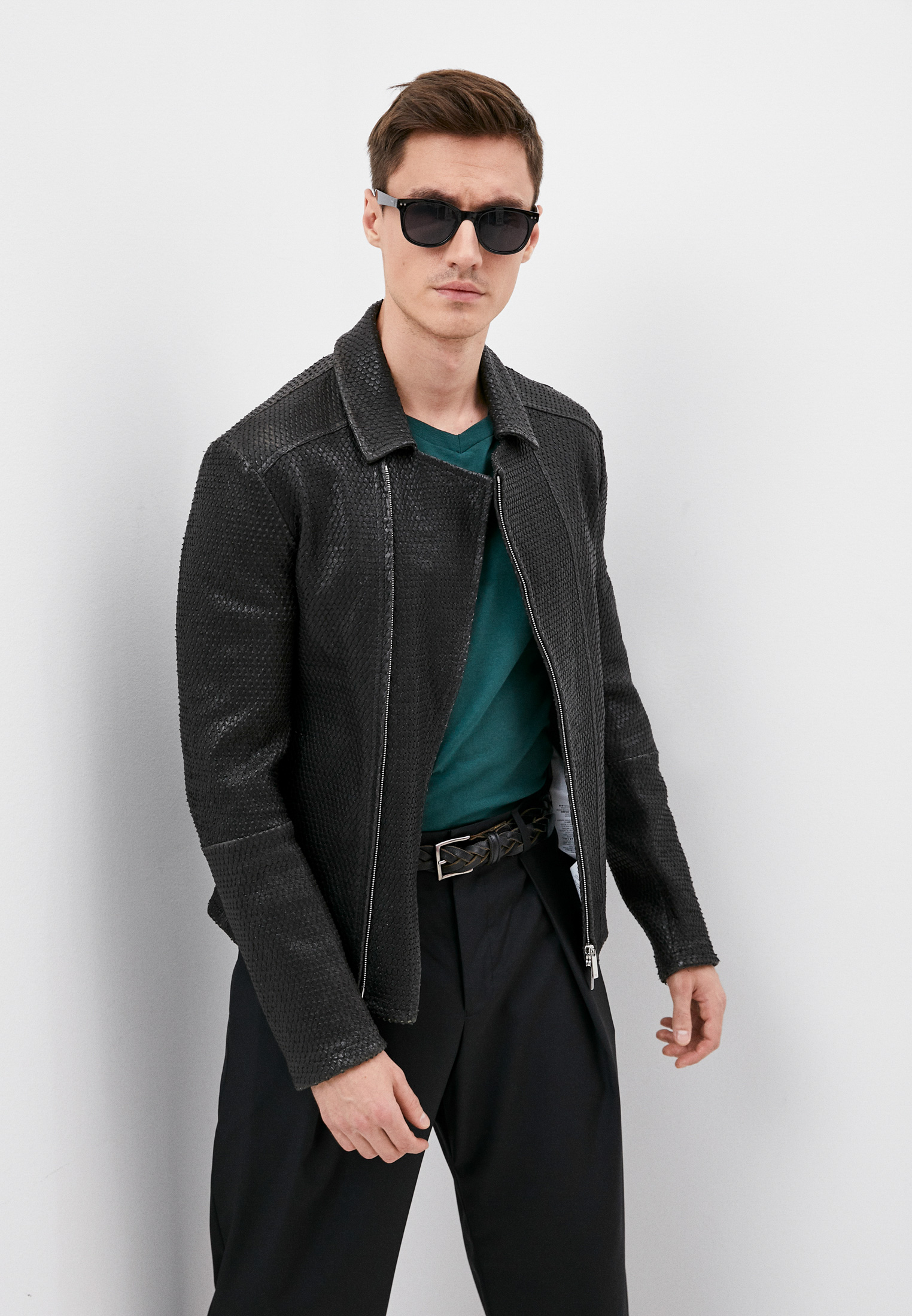 Куртка кожаная Emporio Armani, цвет: черный, RTLAAH753801 — купить в ...