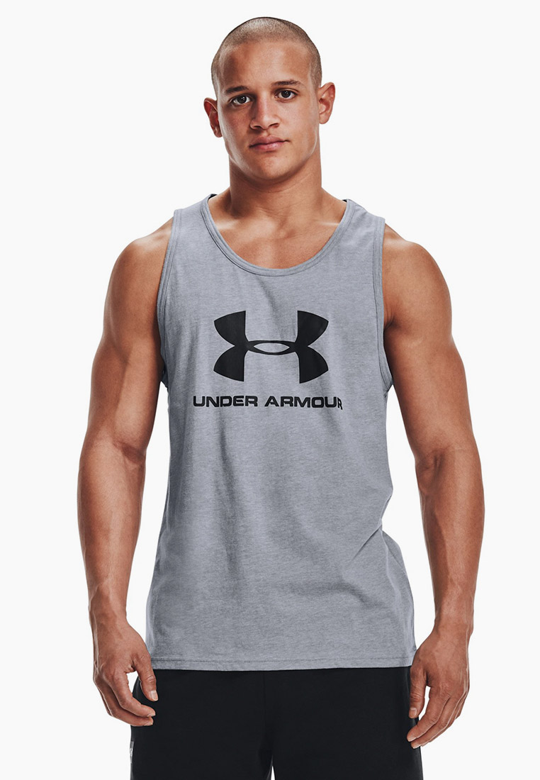 Майка спортивная Under Armour UA SPORTSTYLE LOGO TANK, цвет: серый ...