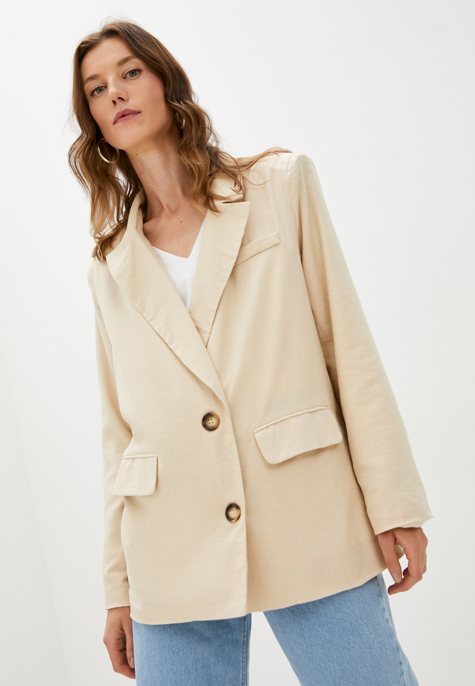 Пиджак Missguided, цвет: бежевый, RTLAAN245501 — купить в интернет-магазине Lamoda