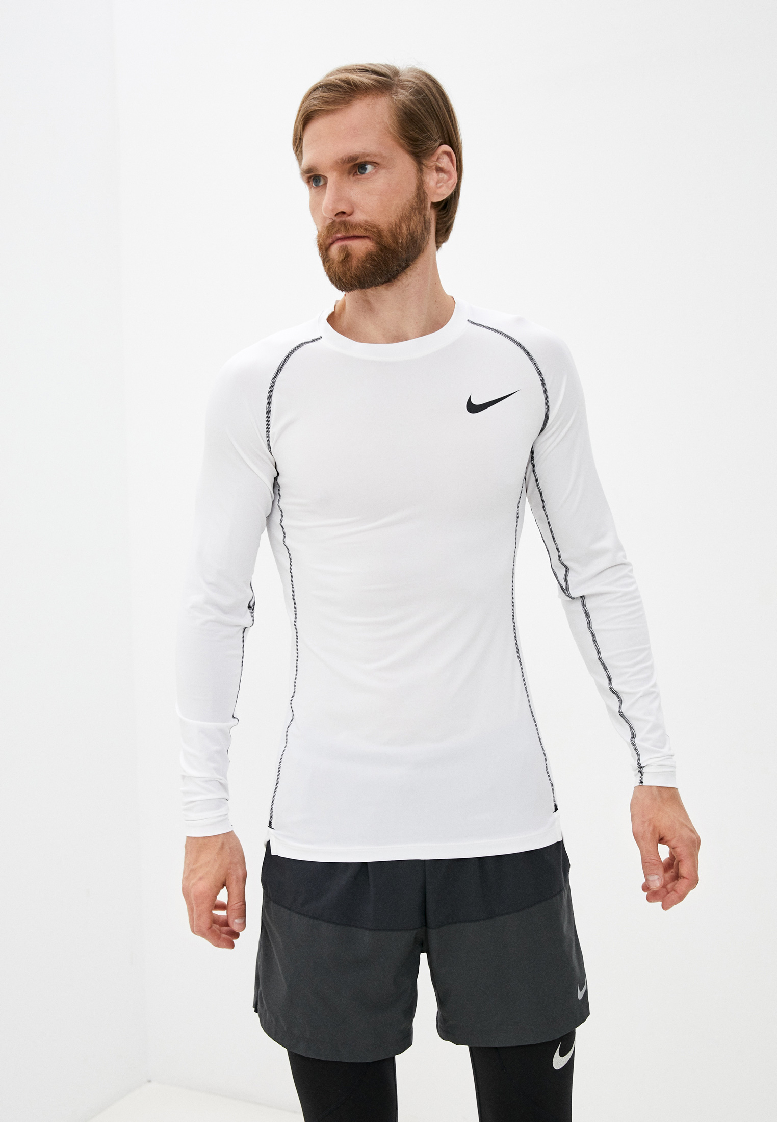 Nike Pro лонгслив мужской Dri Fit белый