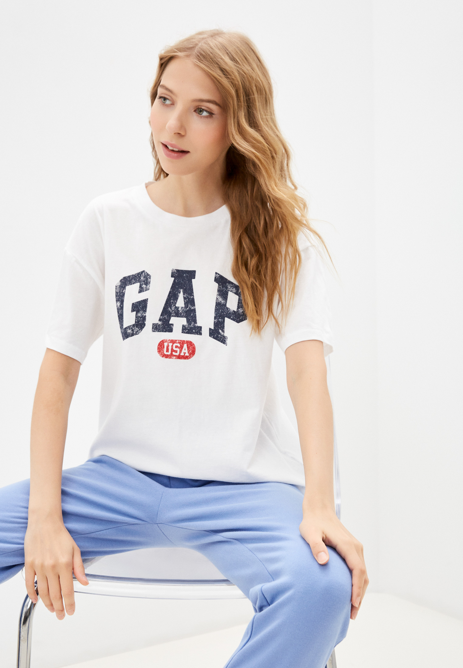 Футболка Gap, цвет: белый, RTLAAO145801 — купить в интернет-магазине Lamoda