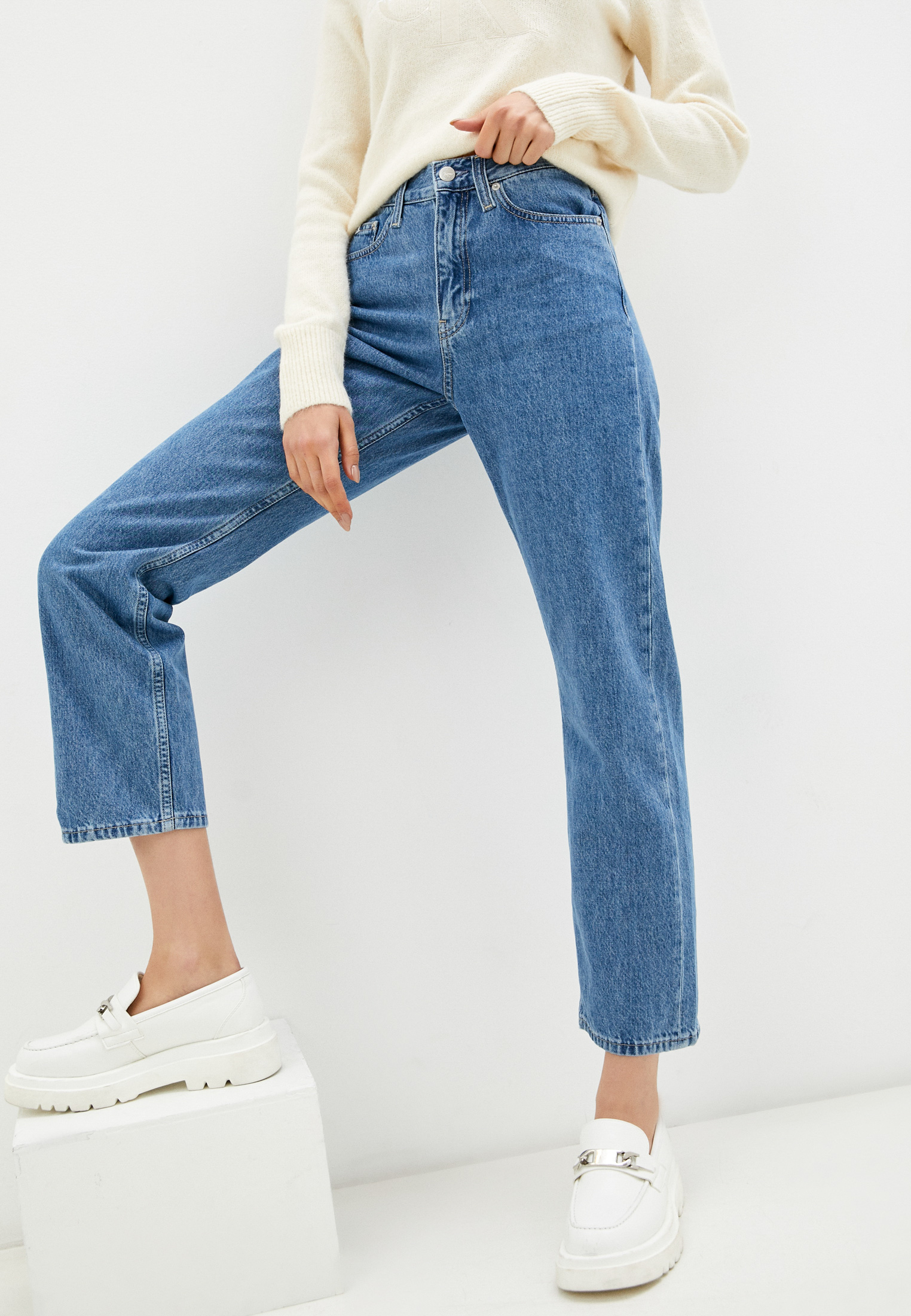 Джинсы Calvin Klein Jeans HR STRAIGHT ANKLE, цвет: синий, RTLAAP812901 — купить в интернет-магазине Lamoda