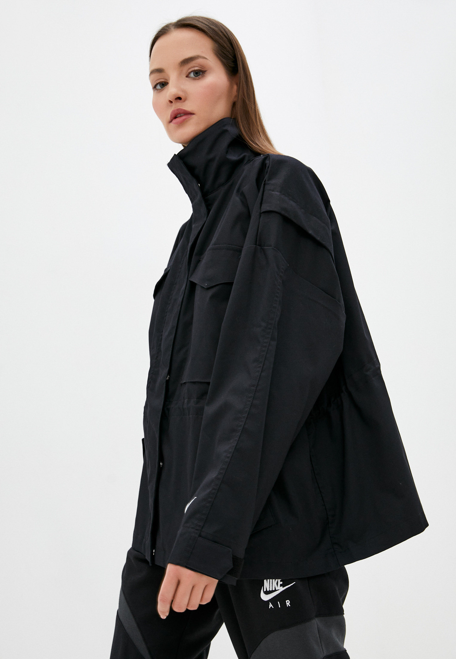 Куртка Nike W NSW M65 ESSNTL WVN JKT OS, цвет: черный