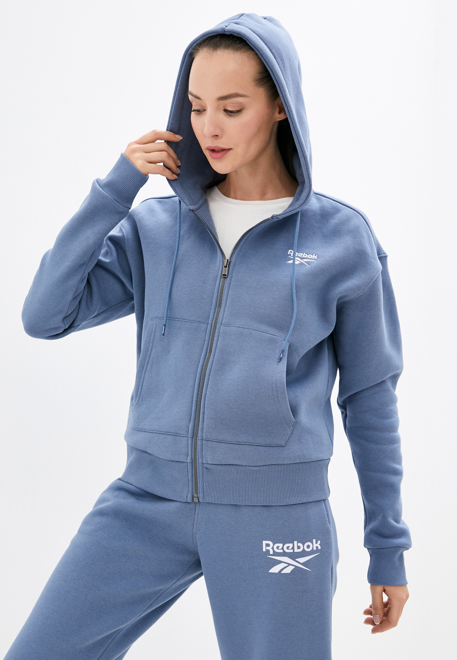 Толстовка Reebok RI FULL ZIP, цвет: голубой, RTLAAR084501 — купить в ...