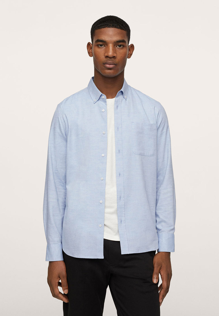 Рубашка Mango Man TWILL, цвет: голубой, RTLAAT964801 — купить в интернет-магазине Lamoda