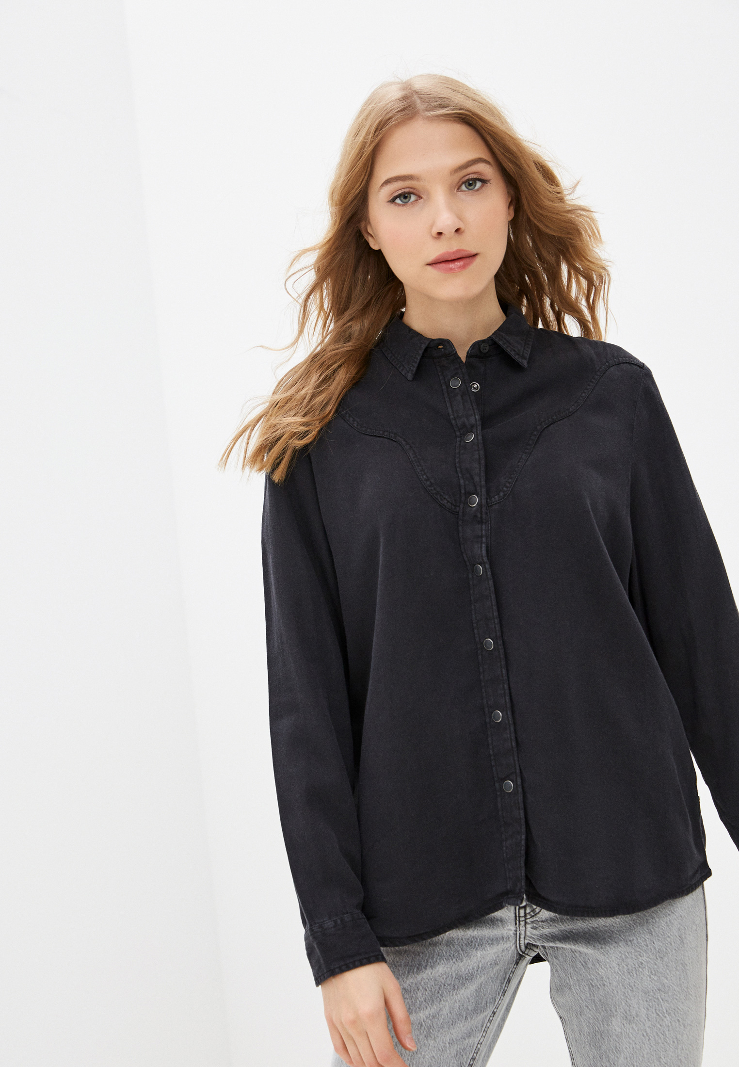 Рубашка джинсовая Lee, цвет: серый, RTLAAU027701 — купить в интернет-магазине Lamoda