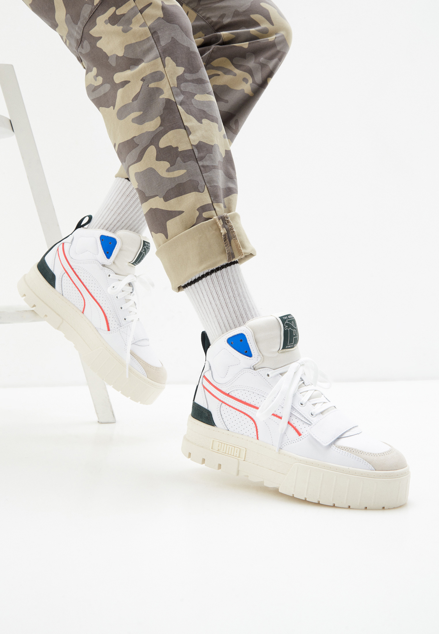 Кеды PUMA Mayze Mid PxP, цвет: белый, RTLAAU374201 — купить в  интернет-магазине Lamoda