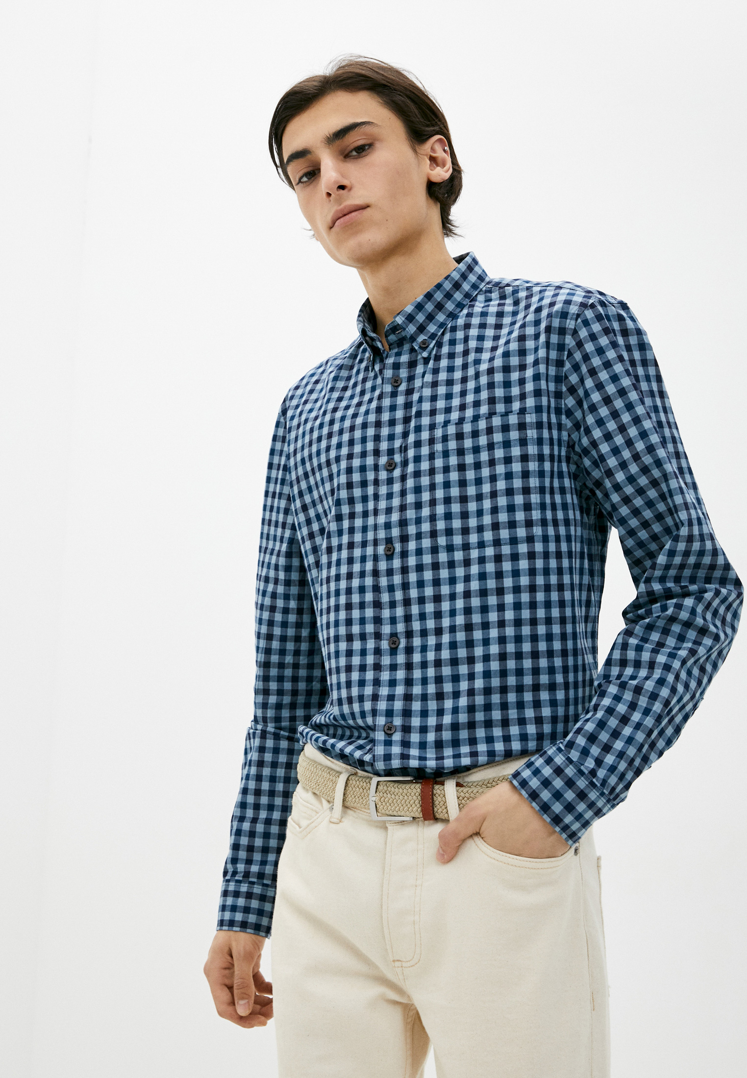 Рубашка Marks & Spencer, цвет: синий, RTLAAV495901 — купить в интернет-магазине Lamoda