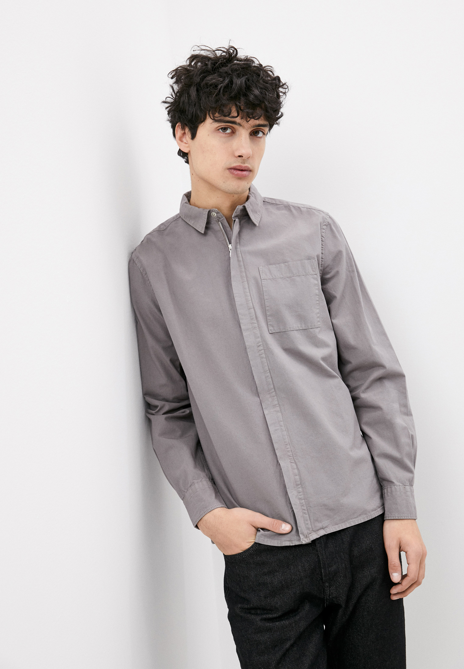 Рубашка French Connection, цвет: серый, RTLAAX060101 — купить в интернет-магазине Lamoda