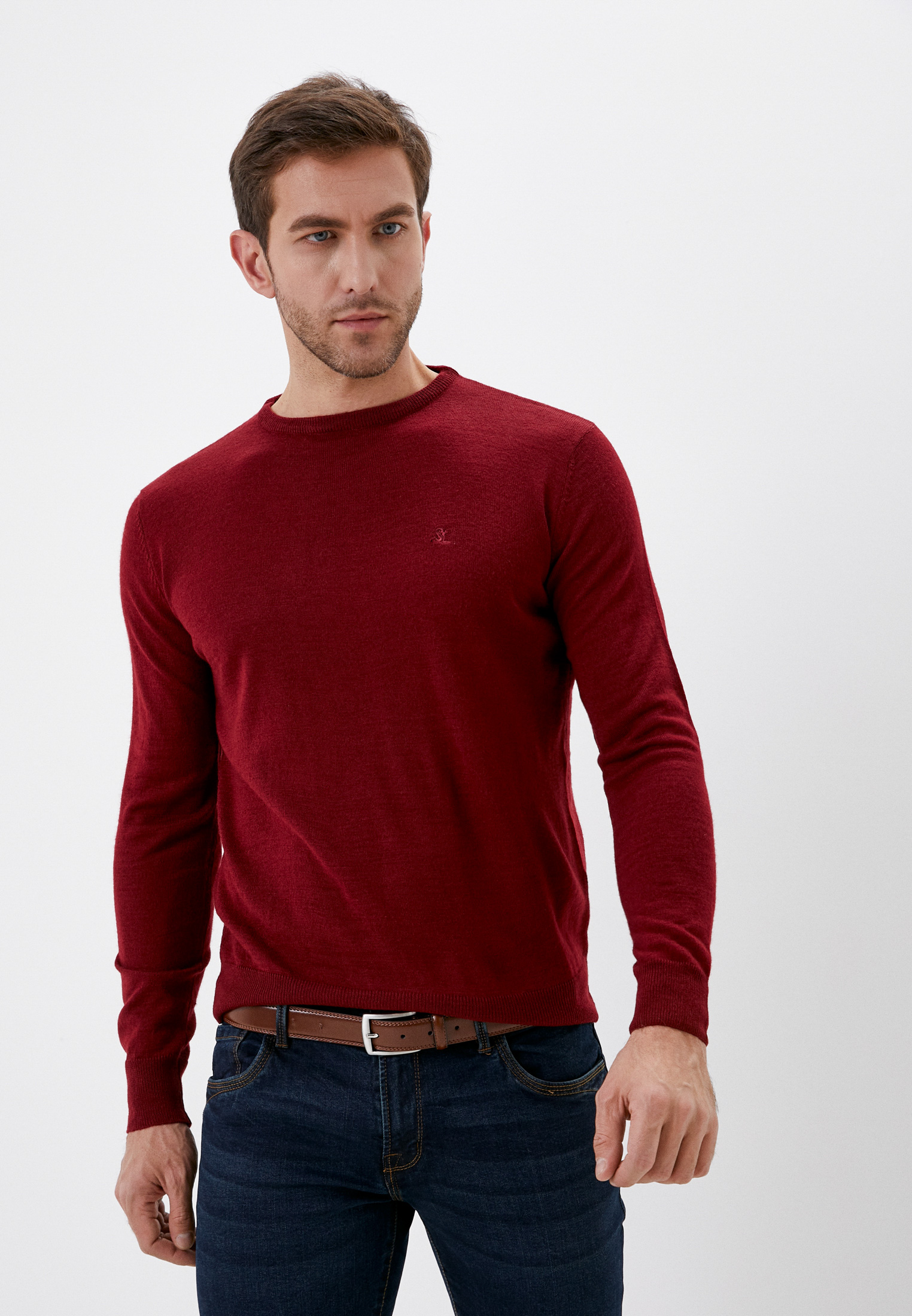 Пуловер мужской темно красный купить