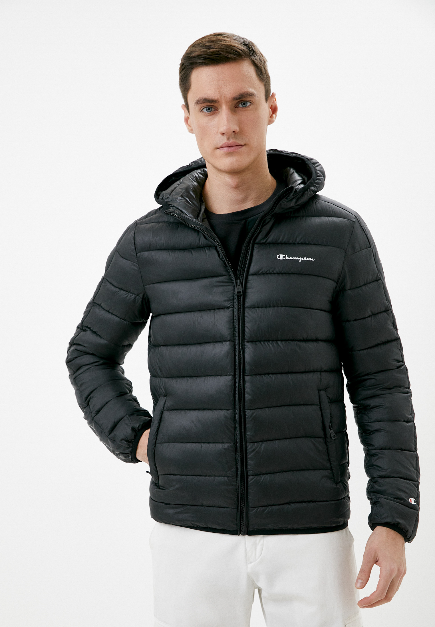 Куртка утепленная Champion LEGACY OUTDOOR Hooded Jacket, цвет: черный, RTLAAY563701 — купить в интернет-магазине Lamoda