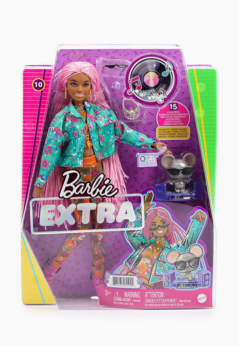 Кукла Barbie Barbie Экстра с розовыми косичками, цвет: мультиколор ...