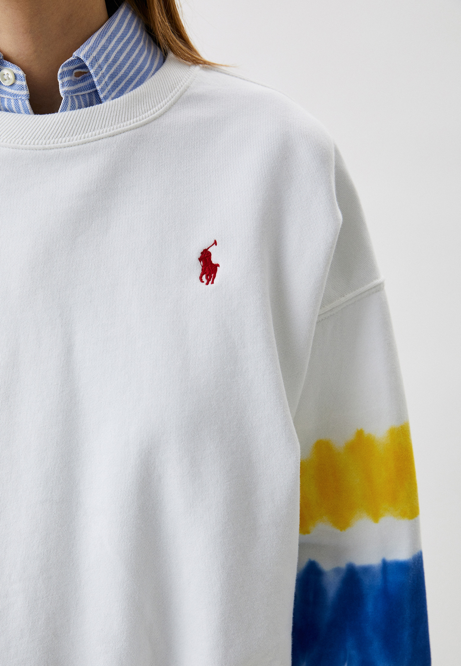 Polo ralph lauren fleece rainbow trim sweatshirt hotsell