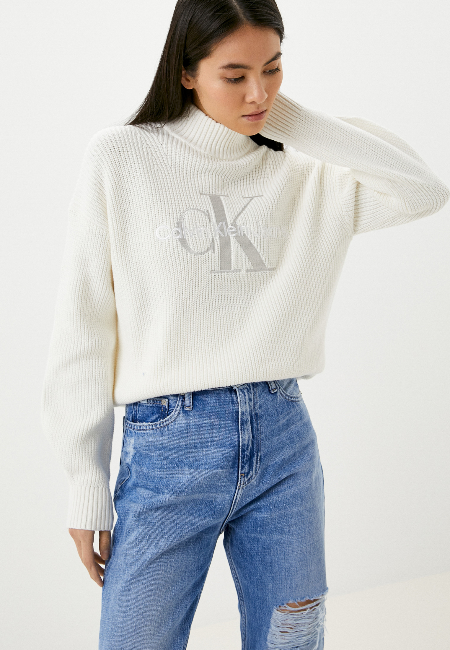 Свитер Calvin Klein Jeans, цвет: белый, RTLABB259801 — купить в ...