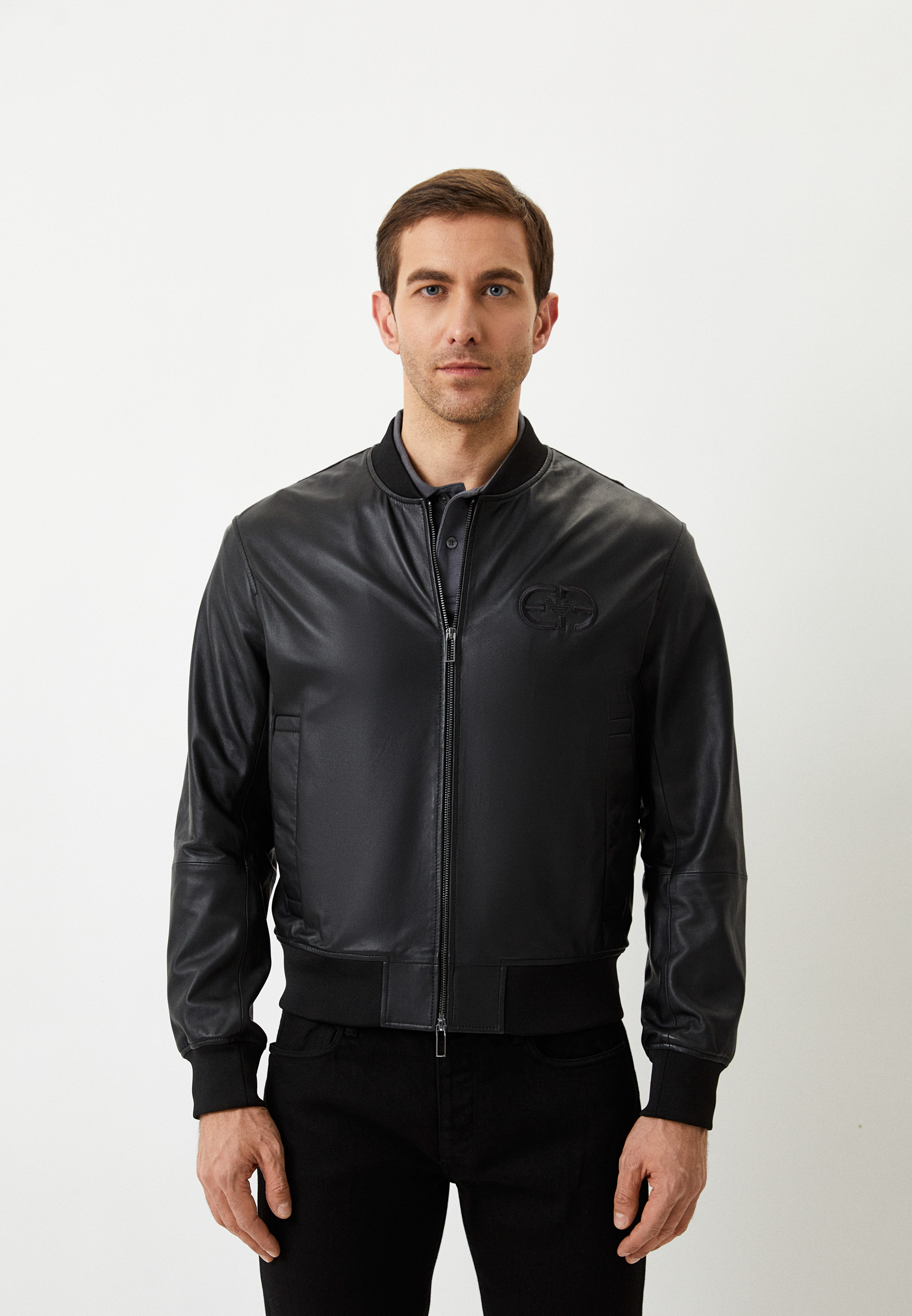 Куртка кожаная Emporio Armani, цвет: черный, RTLABC092301 — купить в ...