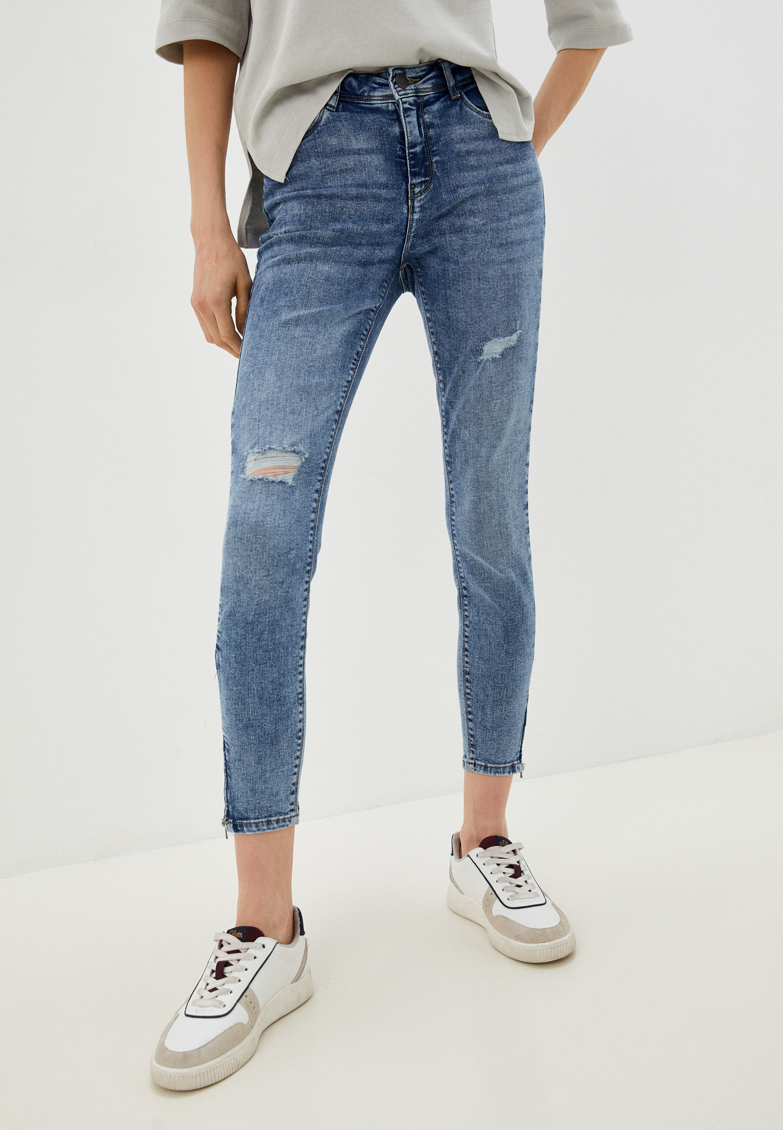 NOISY MAY Damen-Jeans Blau – Eng Geschnitten, Streetwear, Mit Nieten & Reißverschluss