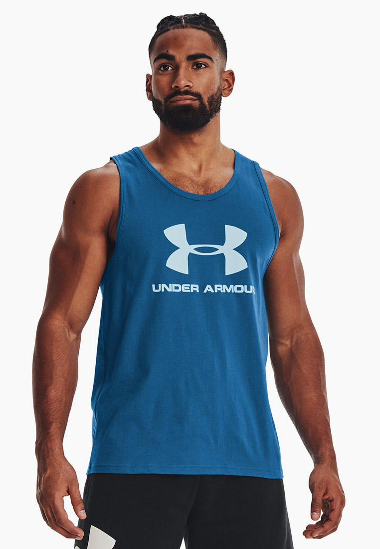 Майка спортивная Under Armour UA SPORTSTYLE LOGO TANK, цвет: синий ...