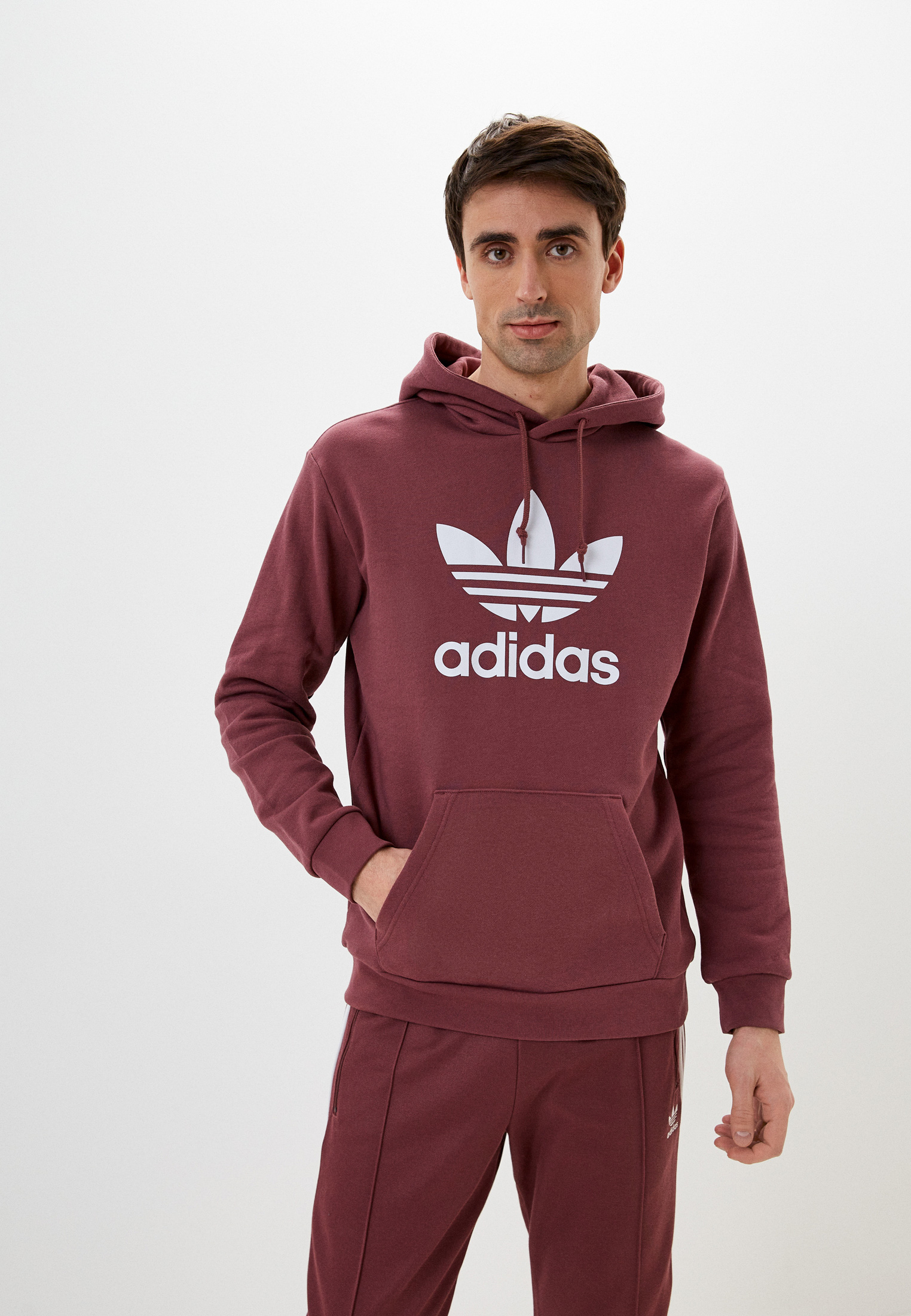 Костюм adidas бордовый с капюшоном